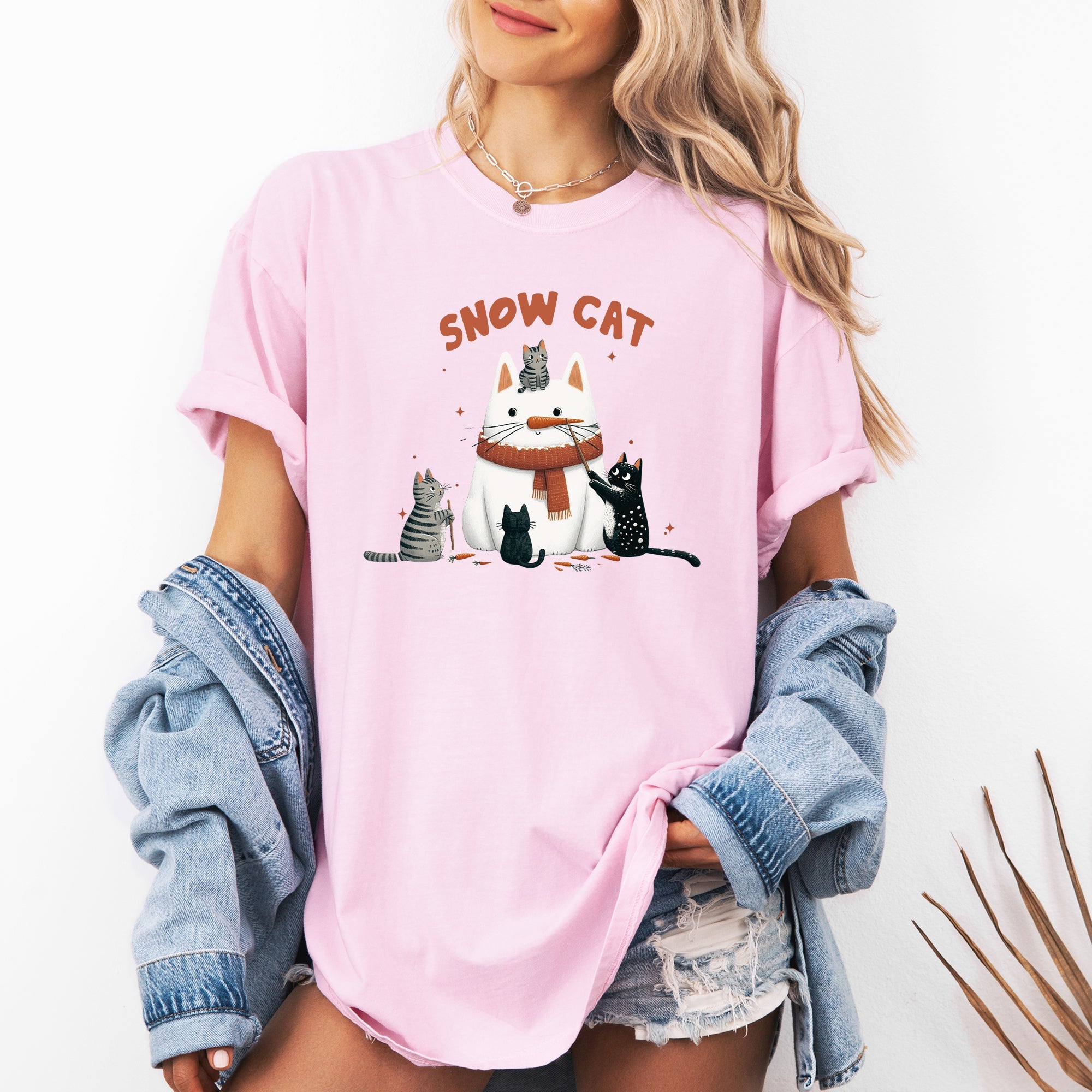 Snow Cat Snowman Cats Christmas Winter Cozy Edition Vintage Inspired Comfort Colors Tee