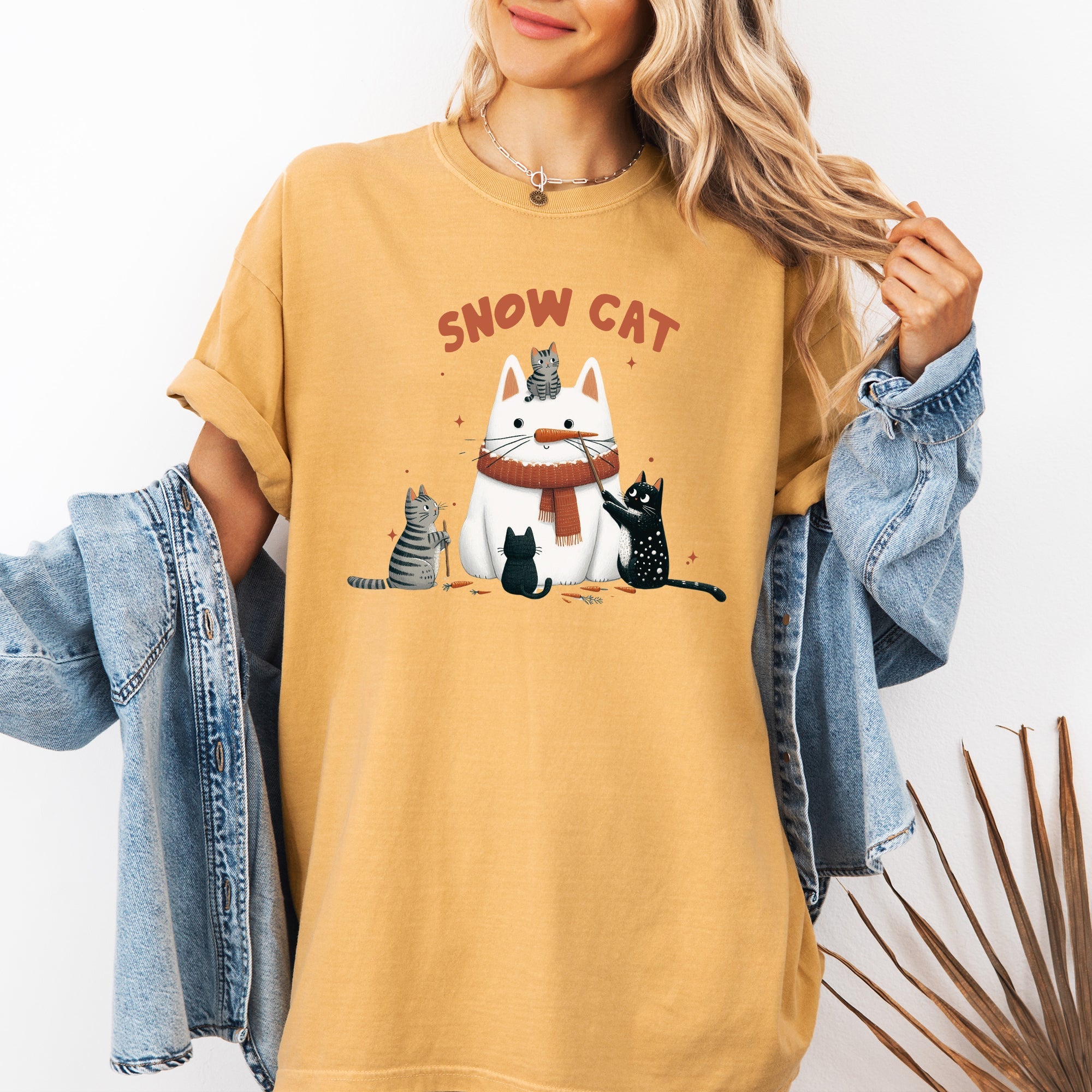 Snow Cat Snowman Cats Christmas Winter Cozy Edition Vintage Inspired Comfort Colors Tee