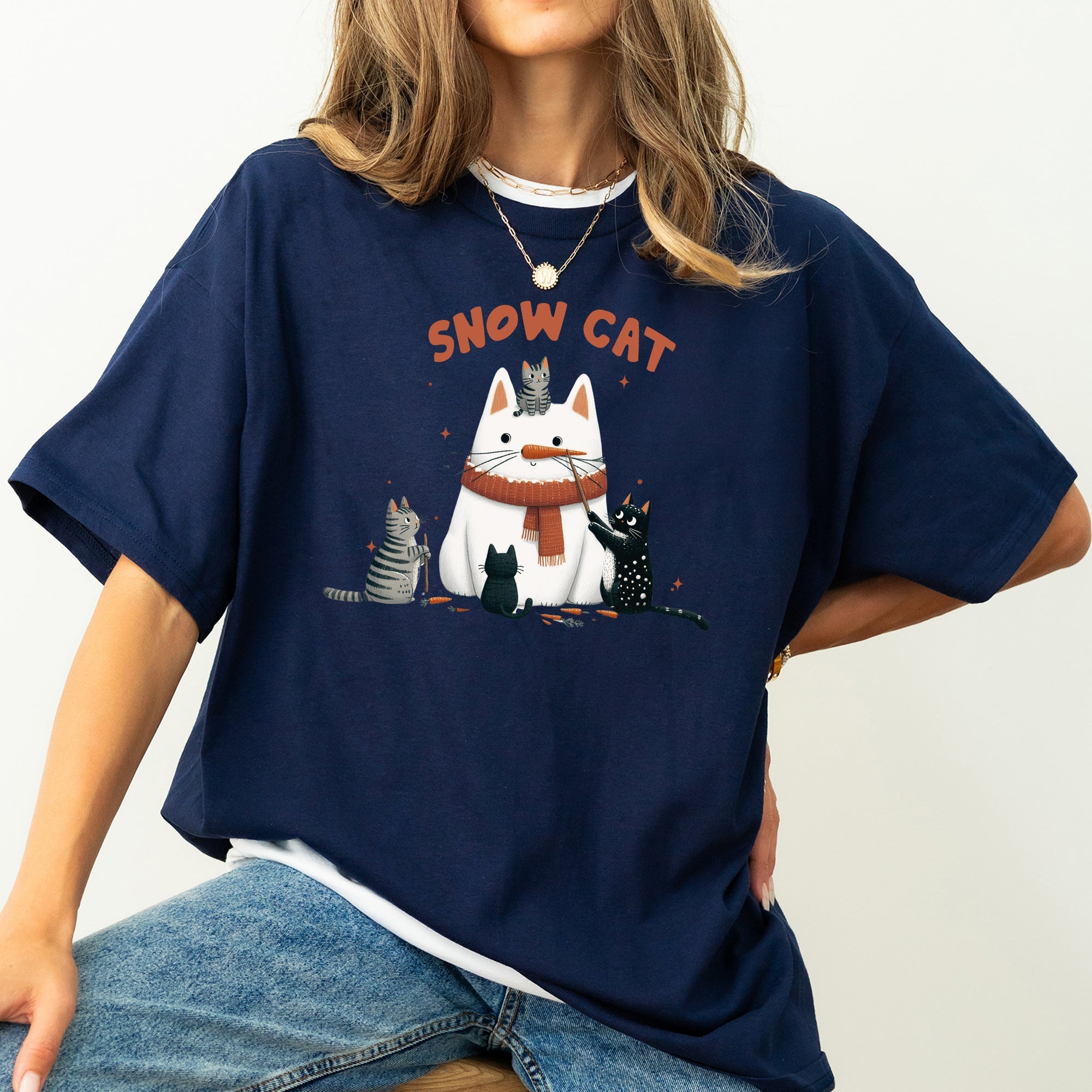 Snow Cat Snowman Cats Christmas Winter Cozy Edition Vintage Inspired Comfort Colors Tee