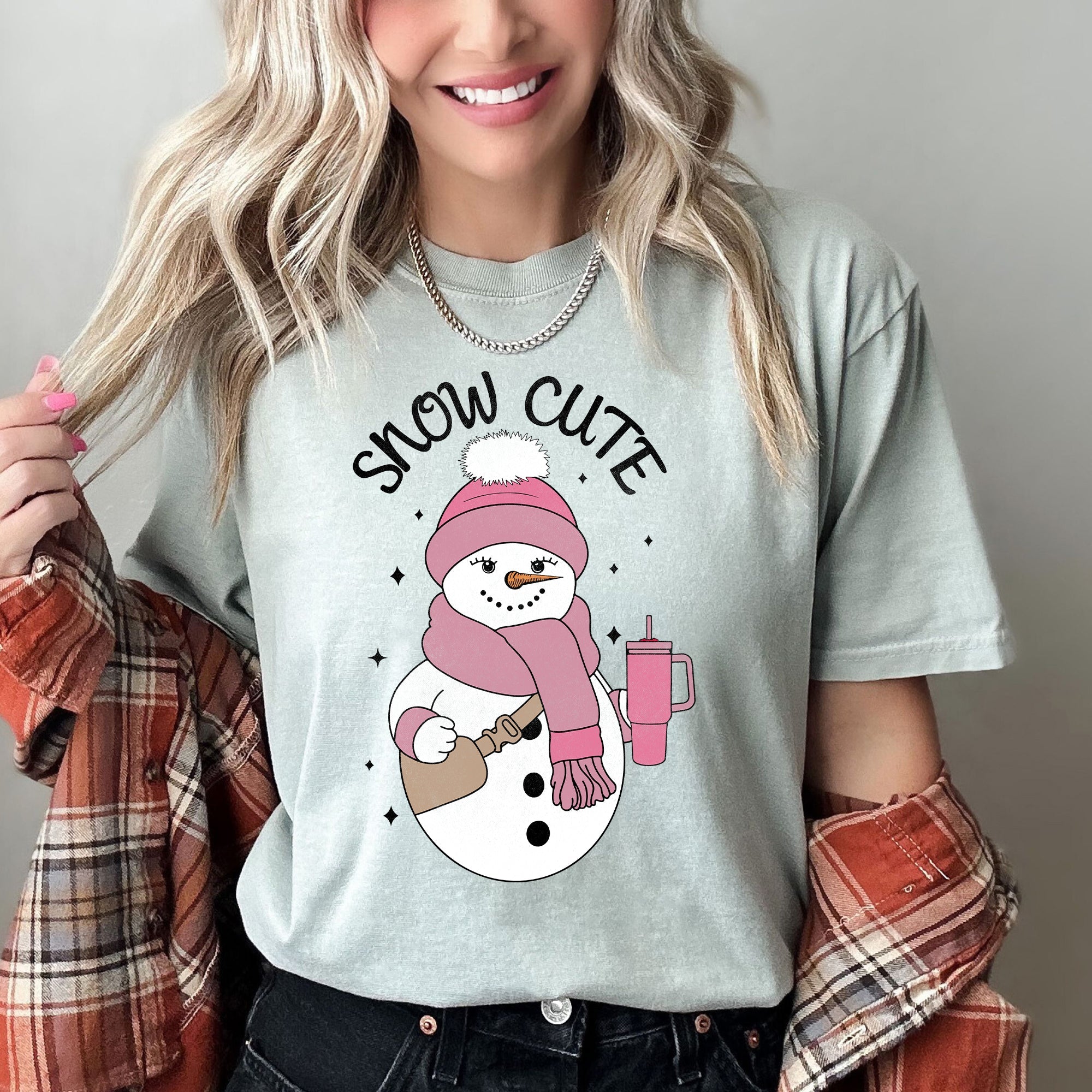 Snow Cute Bougie Snowman Christmas BooJee Cozy Vintage Festive Joyful Comfort Colors Tee