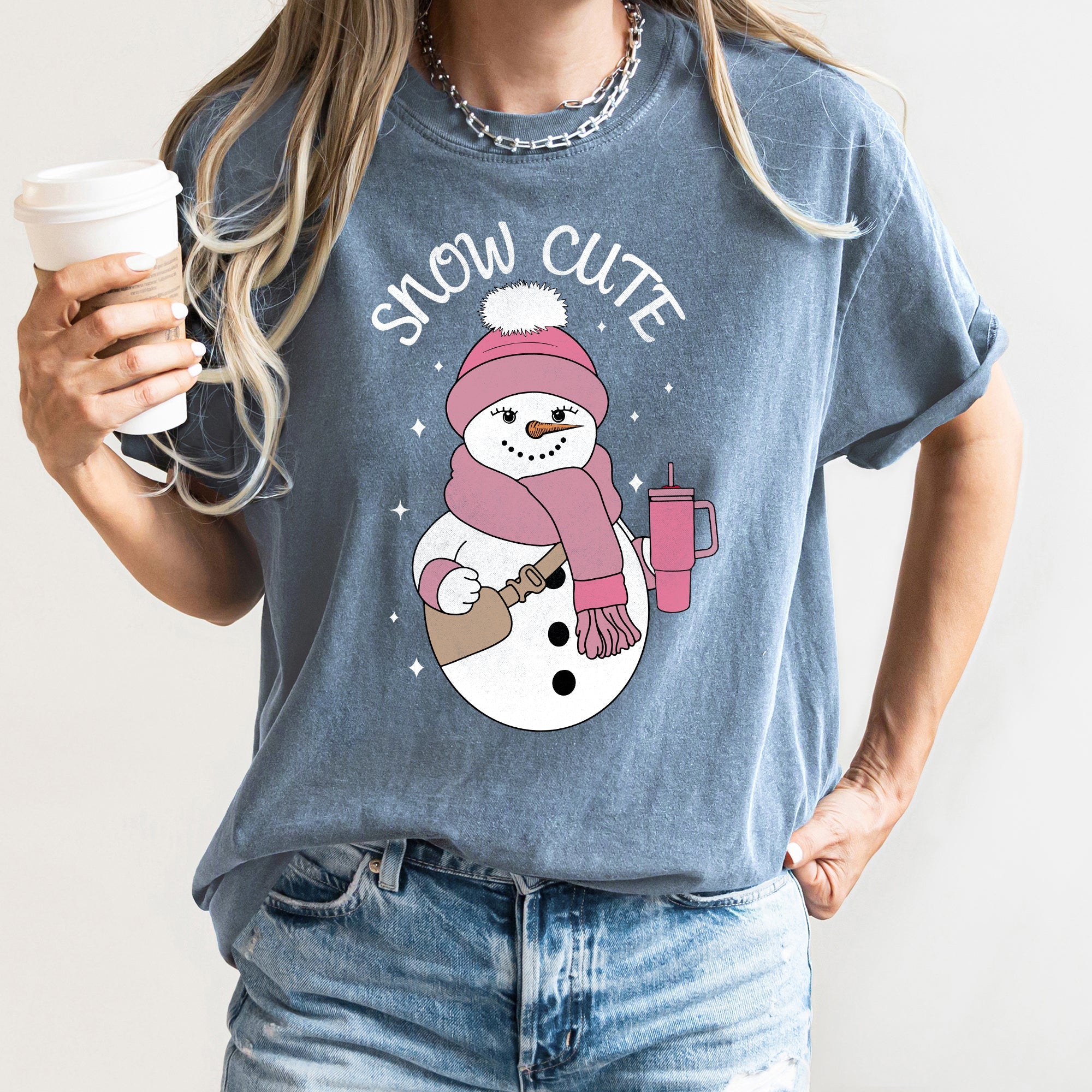 Snow Cute Bougie Snowman Christmas BooJee Cozy Vintage Festive Joyful Comfort Colors Tee