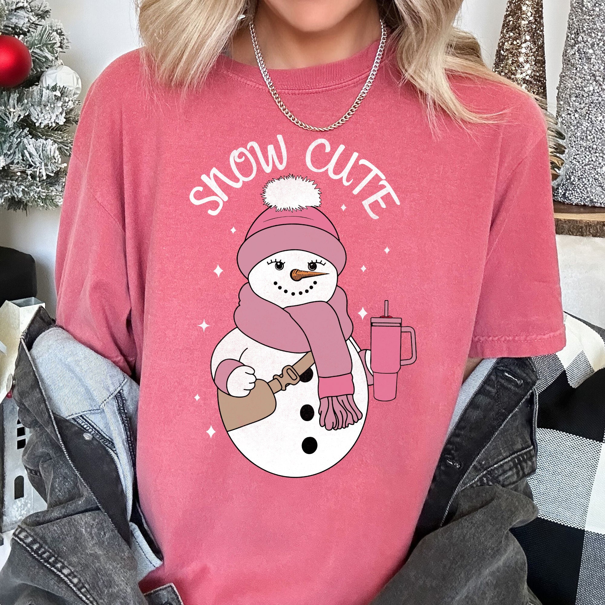 Snow Cute Bougie Snowman Christmas BooJee Cozy Vintage Festive Joyful Comfort Colors Tee