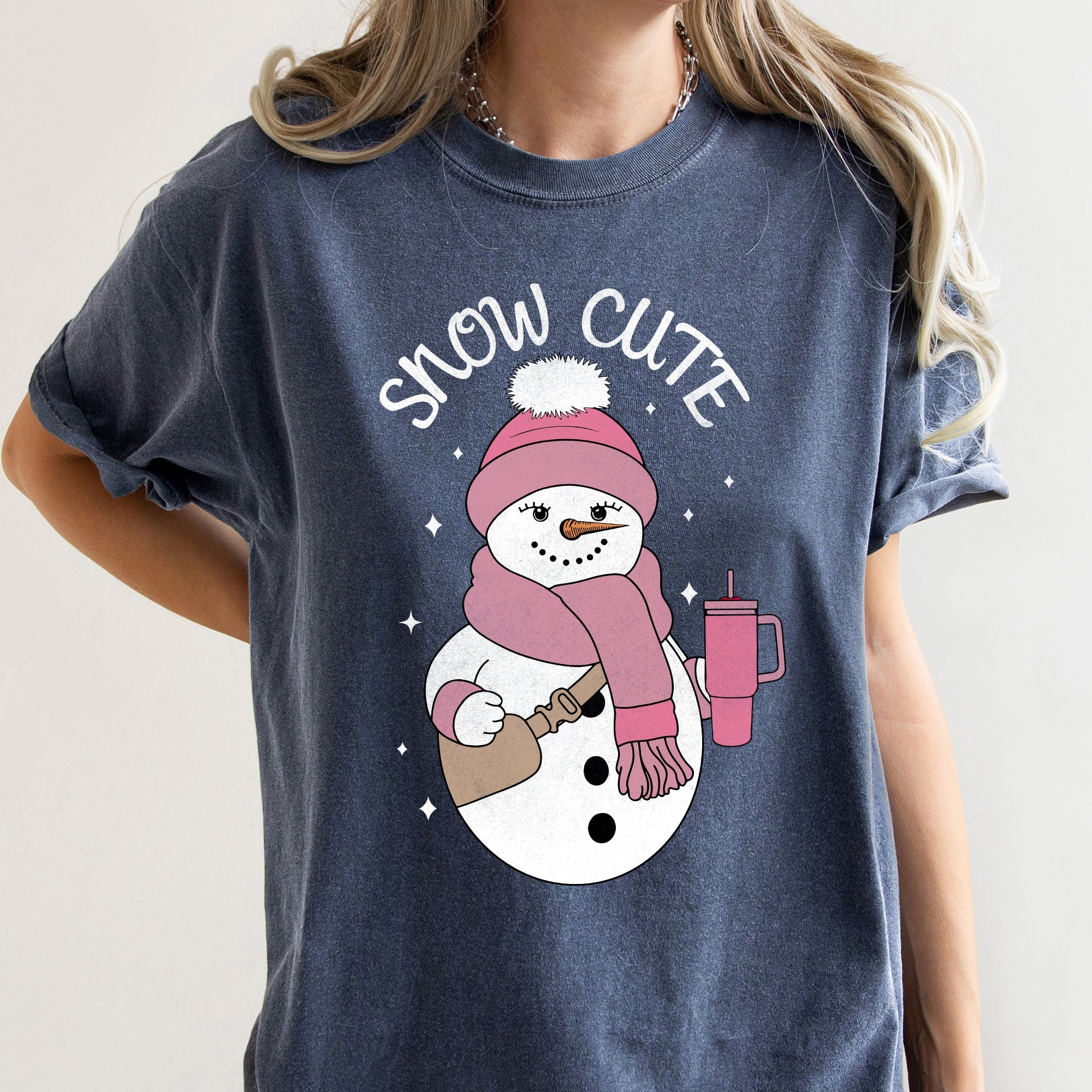 Snow Cute Bougie Snowman Christmas BooJee Cozy Vintage Festive Joyful Comfort Colors Tee