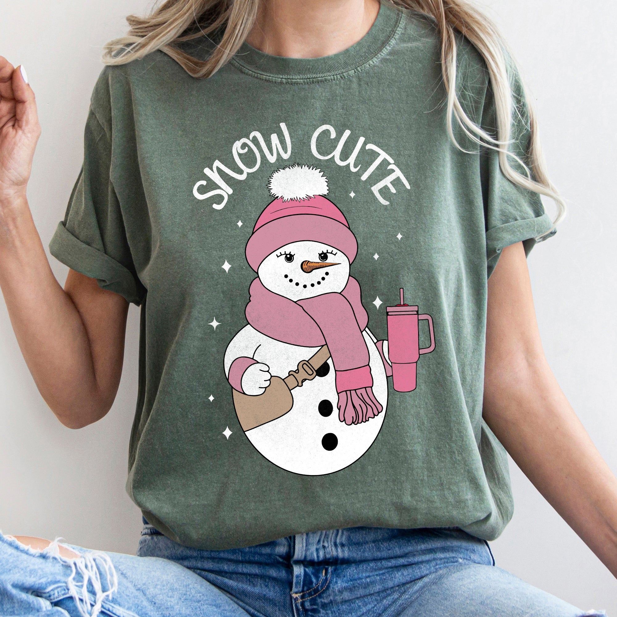 Snow Cute Bougie Snowman Christmas BooJee Cozy Vintage Festive Joyful Comfort Colors Tee