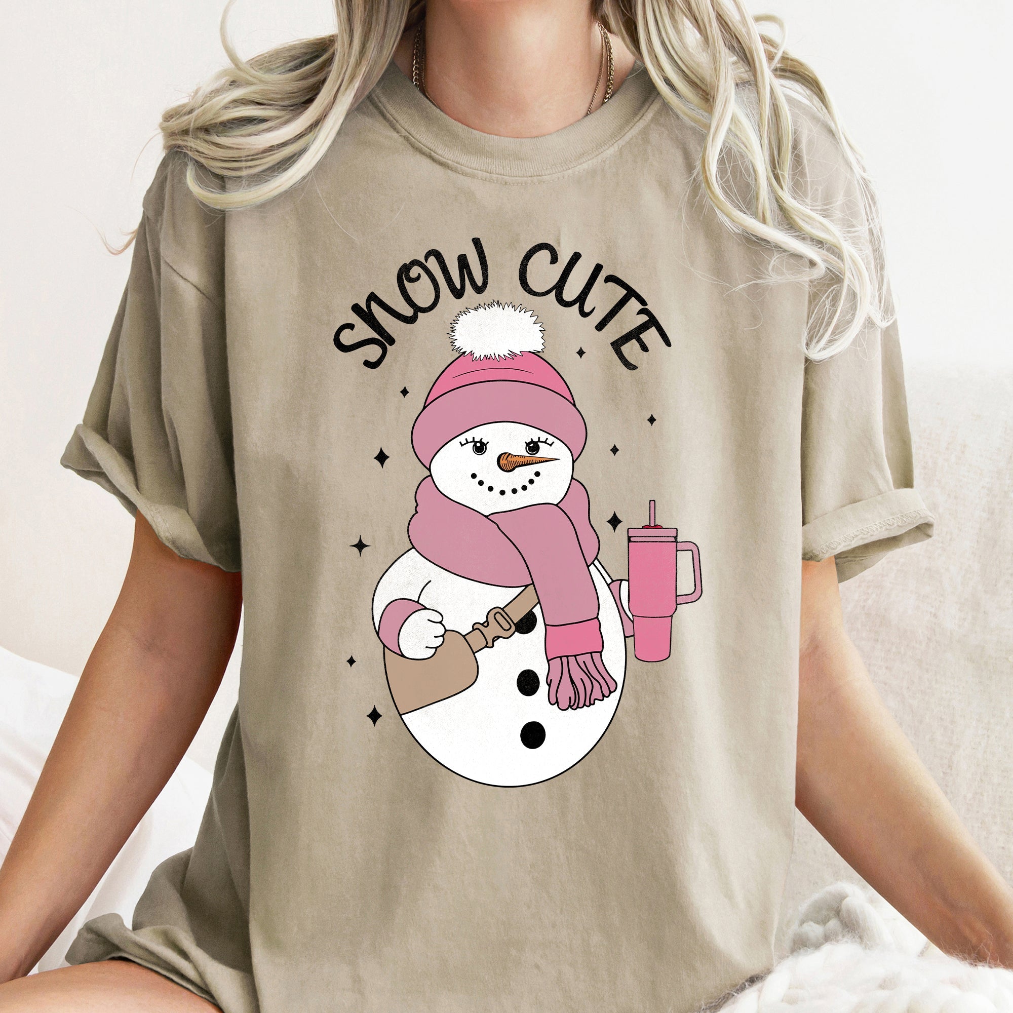 Snow Cute Bougie Snowman Christmas BooJee Cozy Vintage Festive Joyful Comfort Colors Tee
