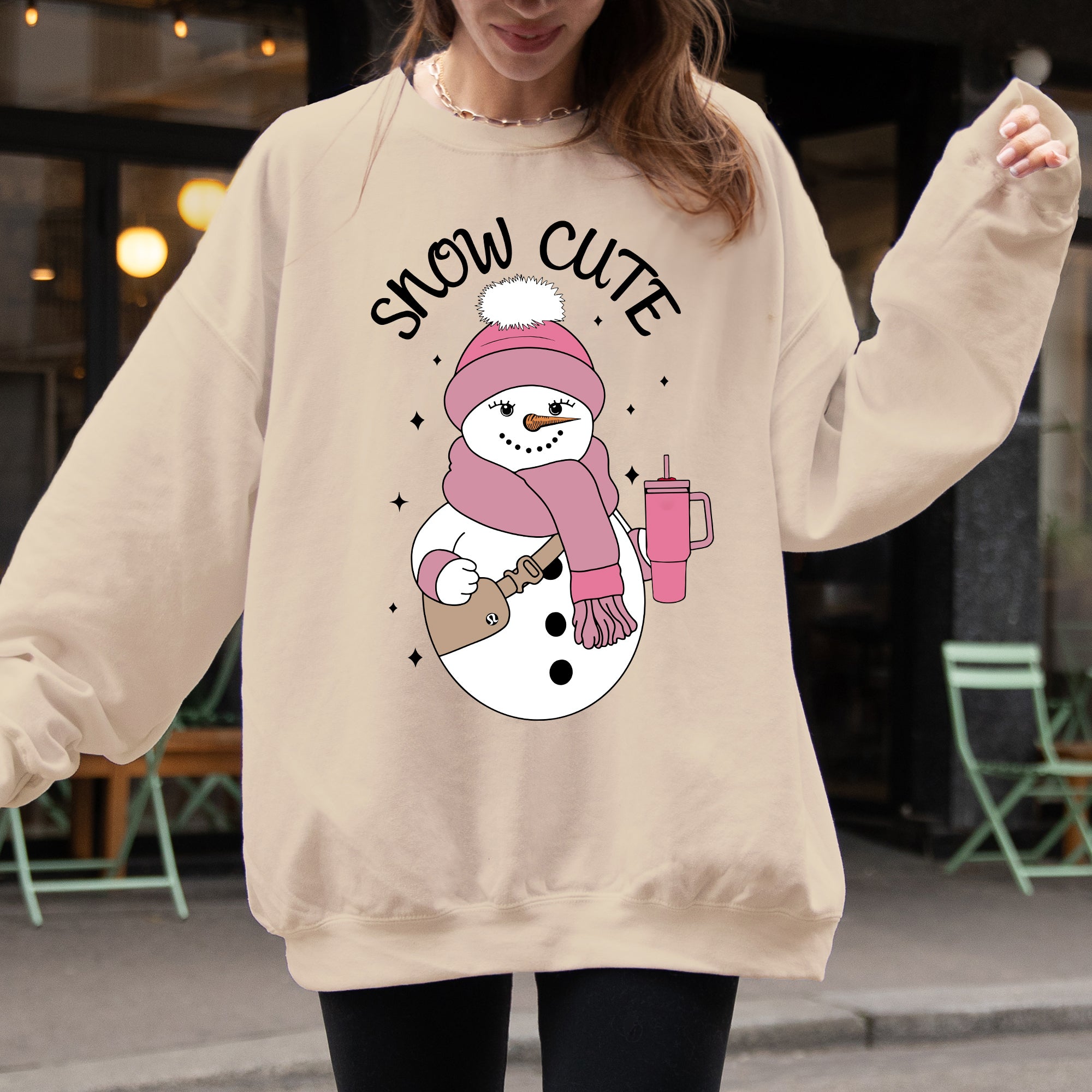 Snow Bougie Snowman Christmas Winter Xmas Festive Cozy Holiday Vibes Warm Seasonal Sweatshirt