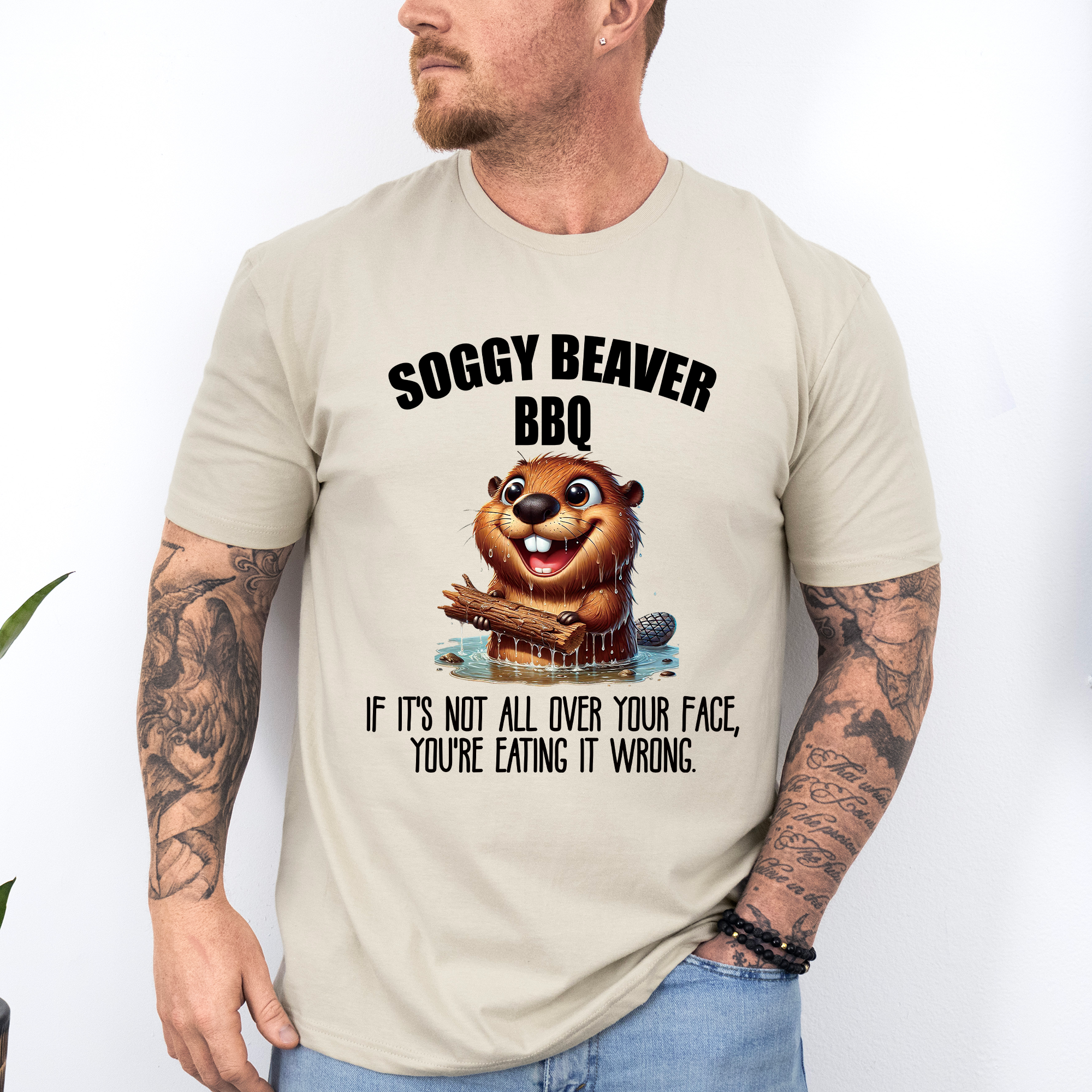 Soggy Beaver BBQ Hilarious Dirty Dad Joke Father's Day Humor For Husbands And Brothers Grilling Style Graphic Tee