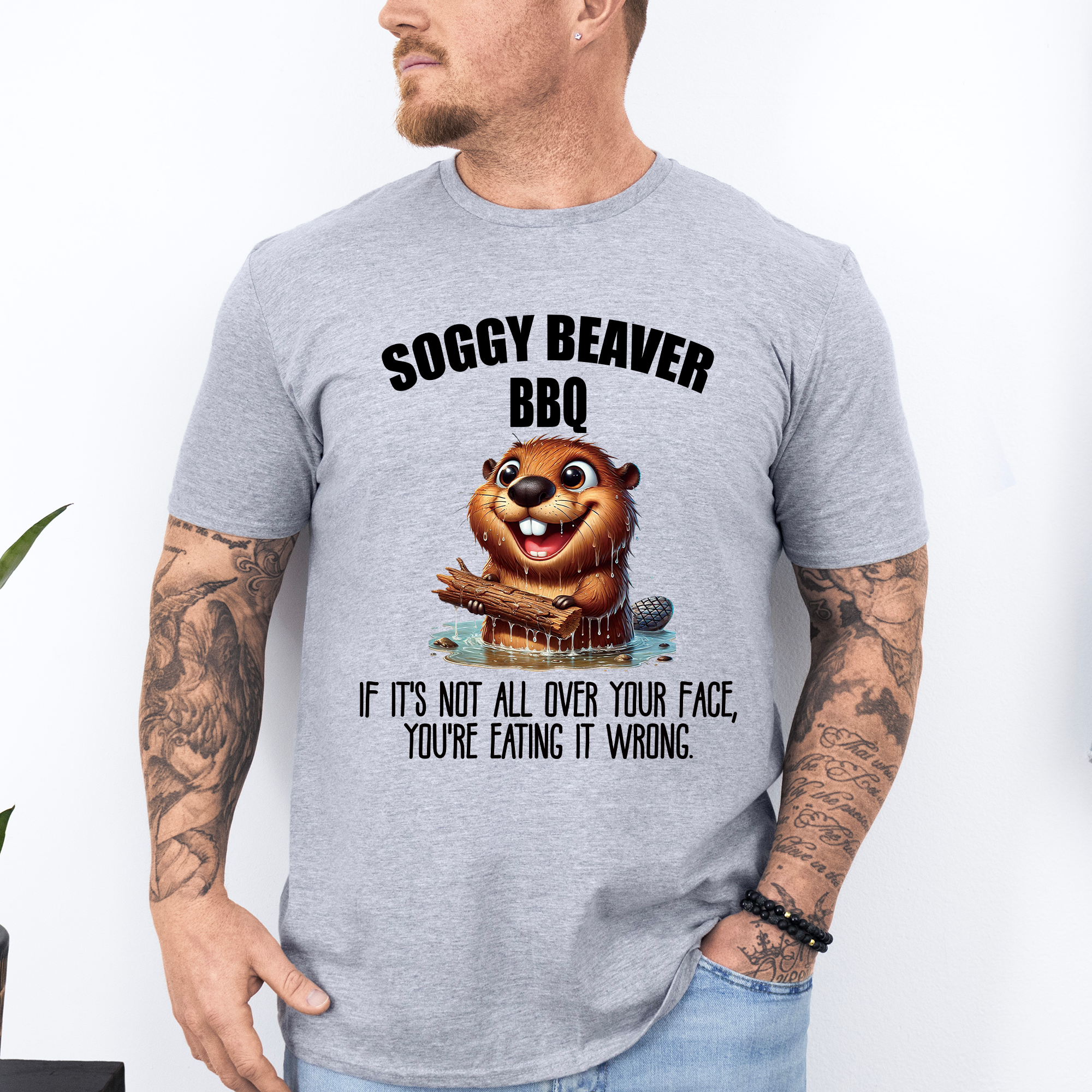 Soggy Beaver BBQ Hilarious Dirty Dad Joke Father's Day Humor For Husbands And Brothers Grilling Style Graphic Tee