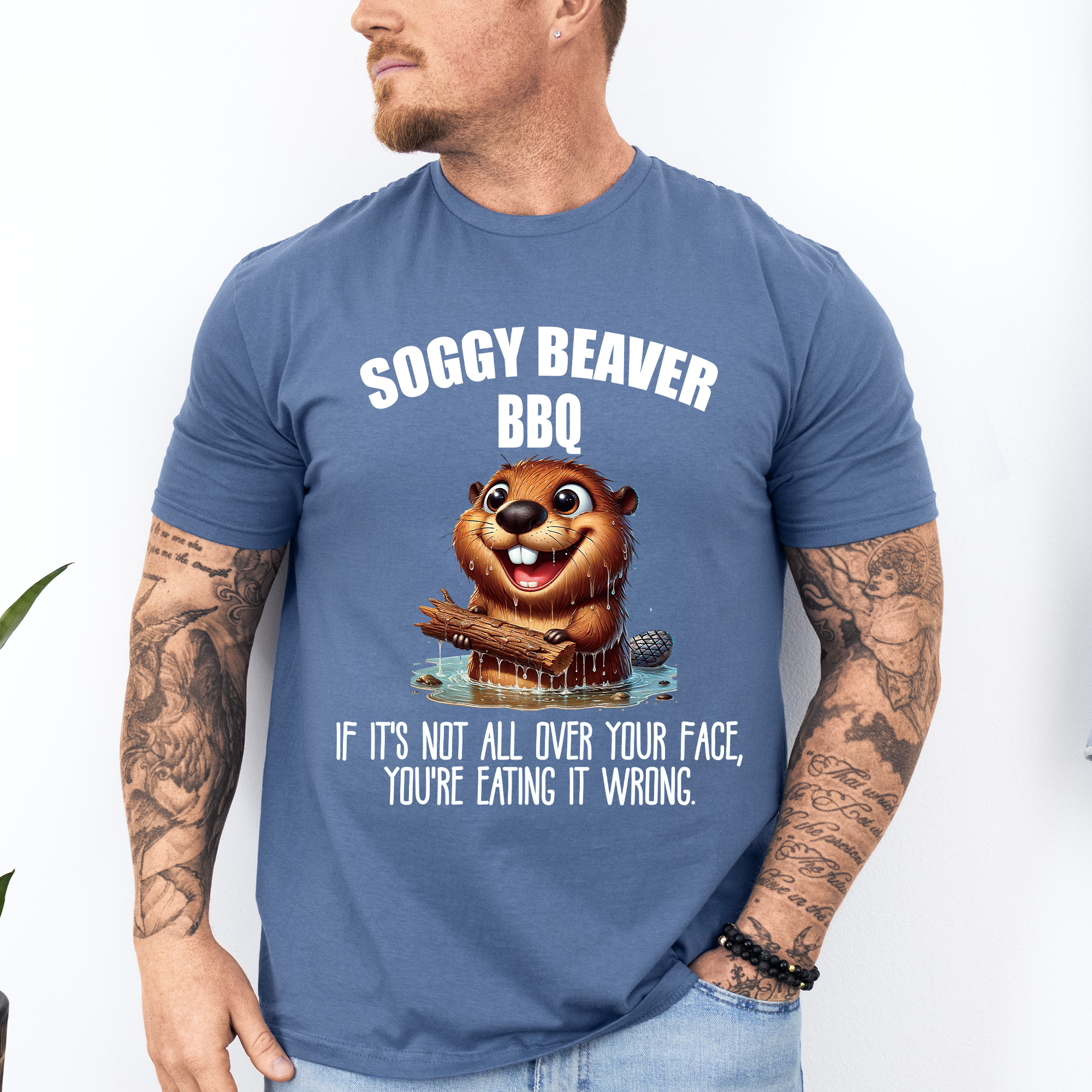 Soggy Beaver BBQ Hilarious Dirty Dad Joke Father's Day Humor For Husbands And Brothers Grilling Style Graphic Tee
