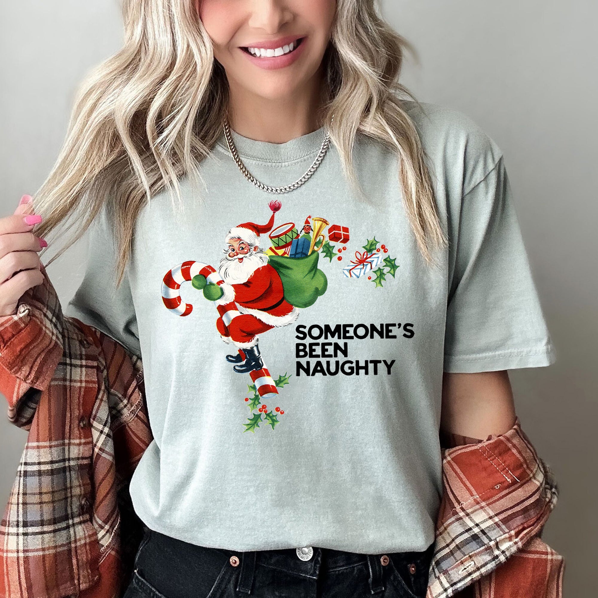 Someone's Been Naughty Santa Retro Christmas Vintage Holiday Edition Comfort Colors Tee