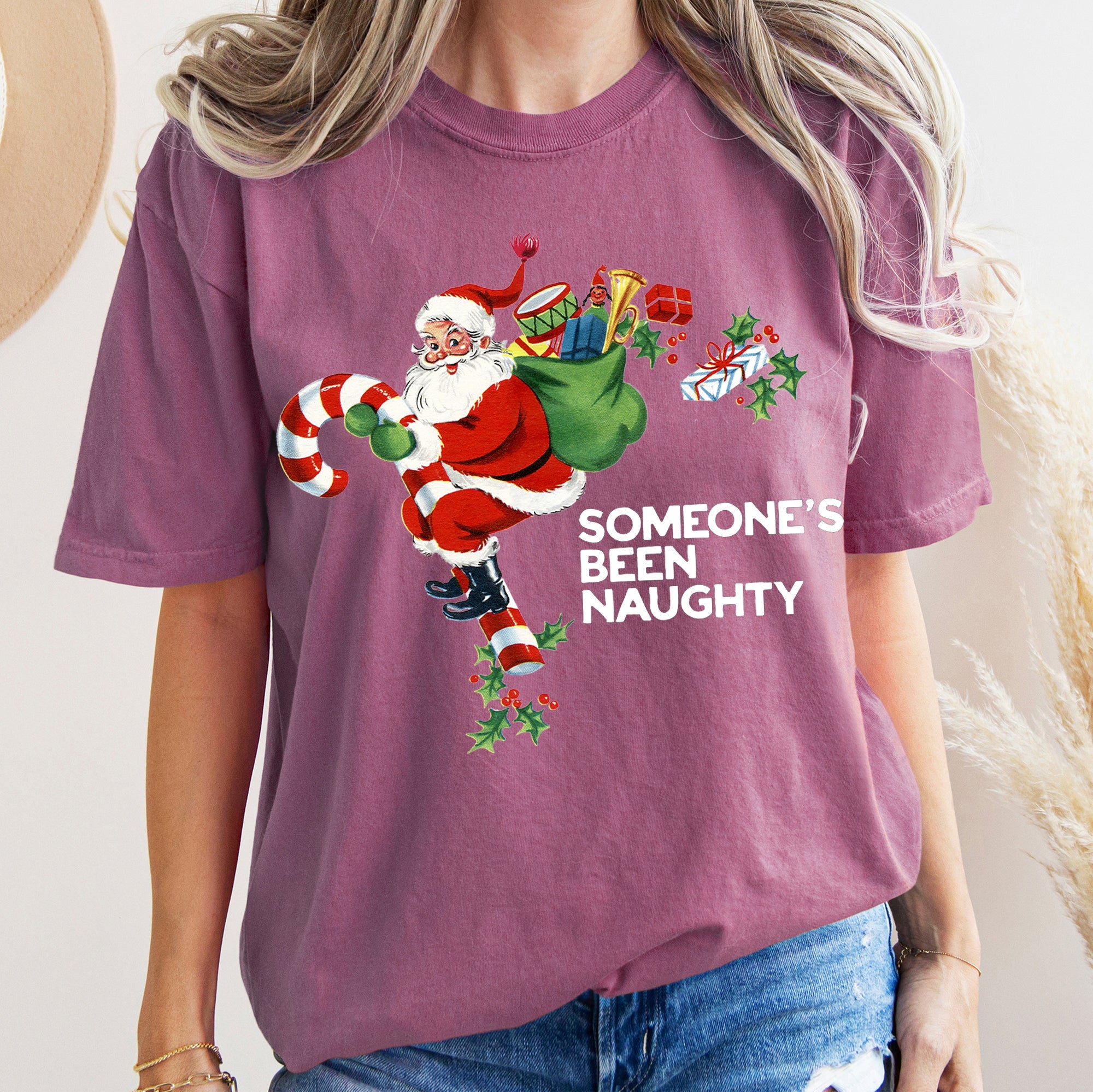 Someone's Been Naughty Santa Retro Christmas Vintage Holiday Edition Comfort Colors Tee