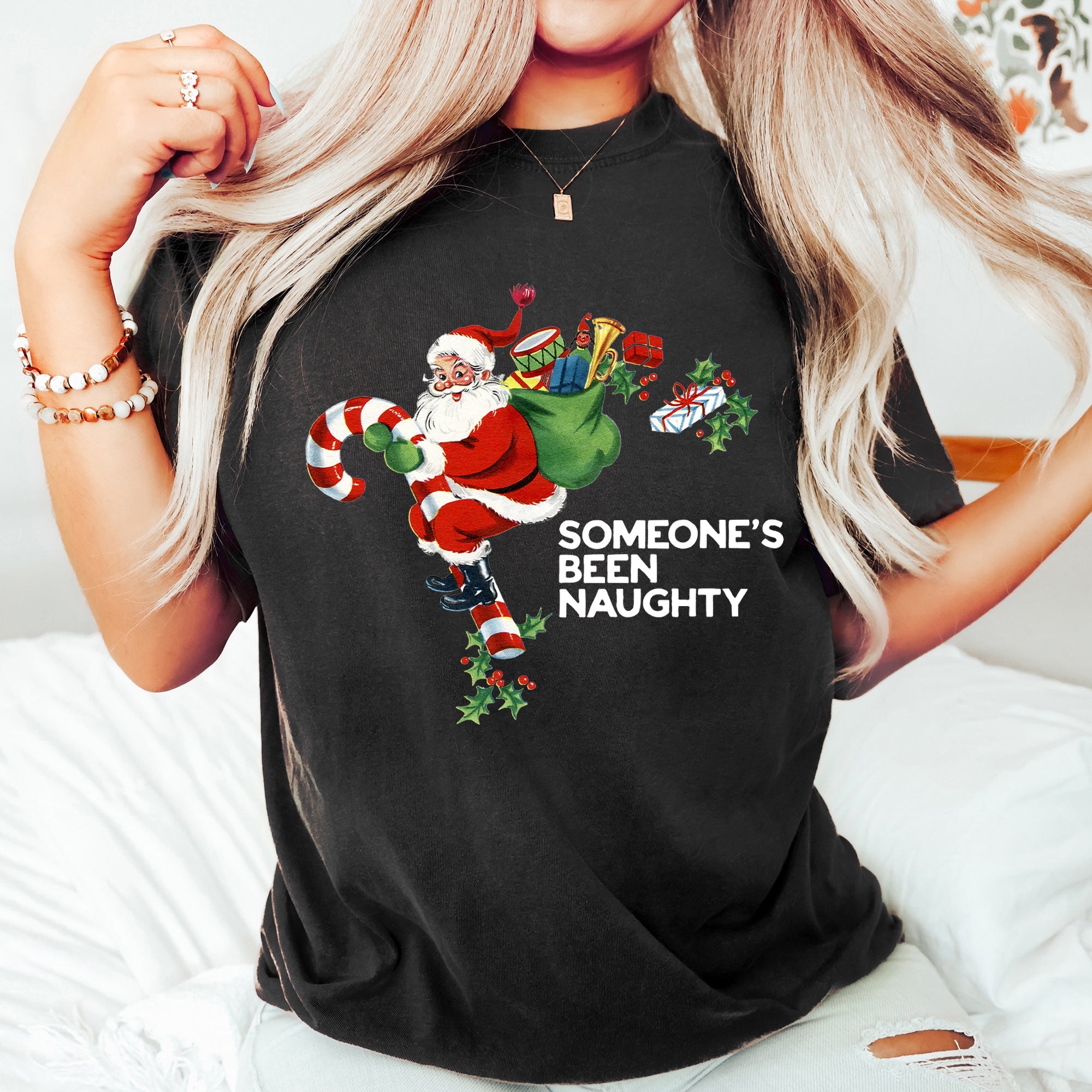 Someone's Been Naughty Santa Retro Christmas Vintage Holiday Edition Comfort Colors Tee