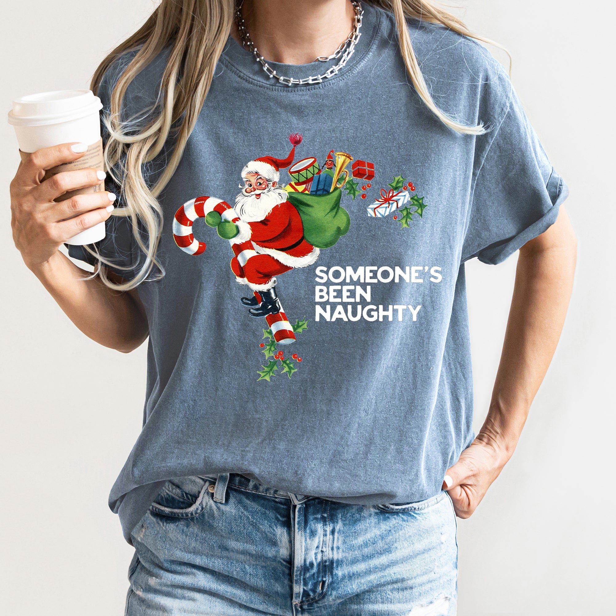 Someone's Been Naughty Santa Retro Christmas Vintage Holiday Edition Comfort Colors Tee