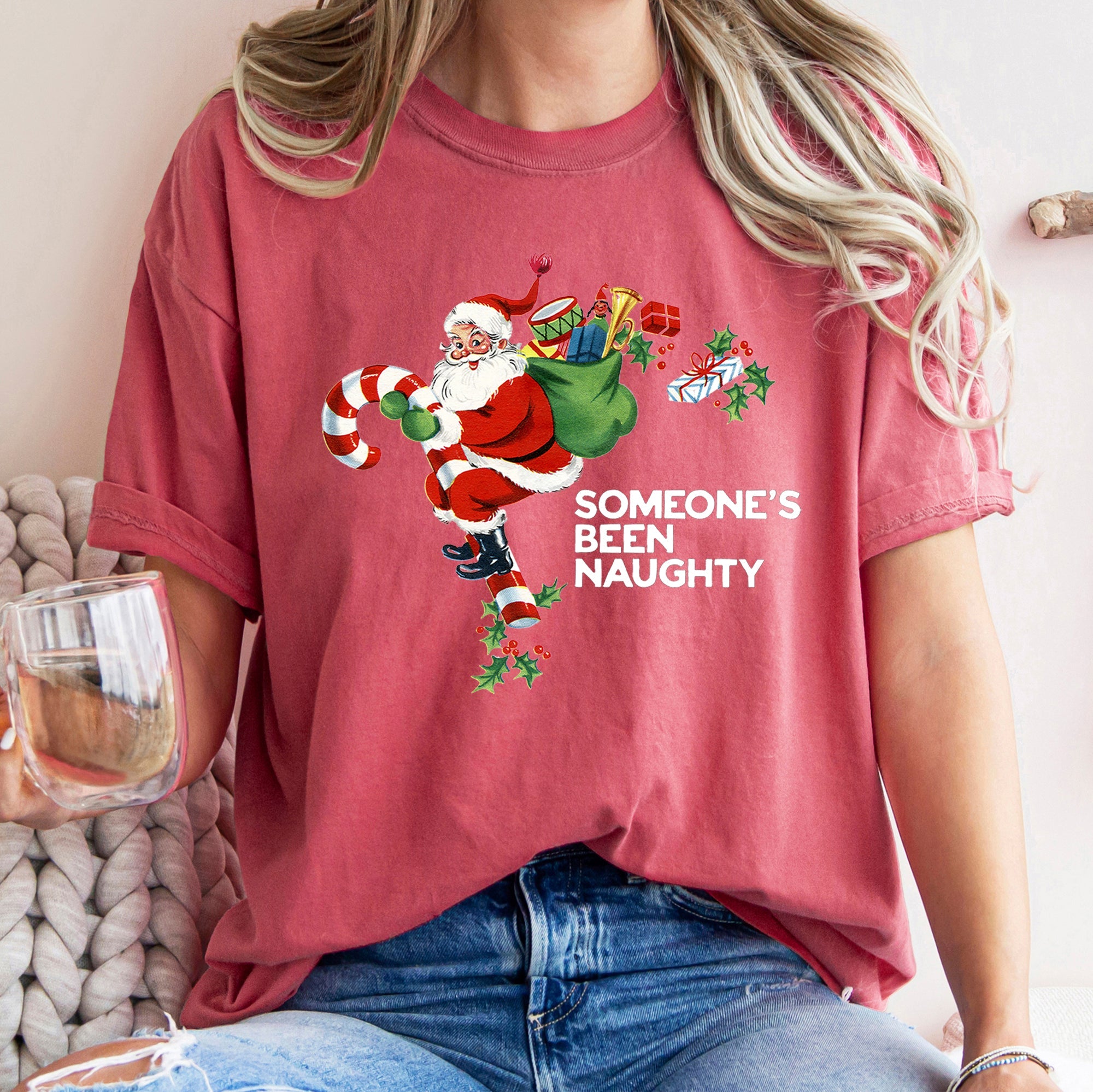 Someone's Been Naughty Santa Retro Christmas Vintage Holiday Edition Comfort Colors Tee
