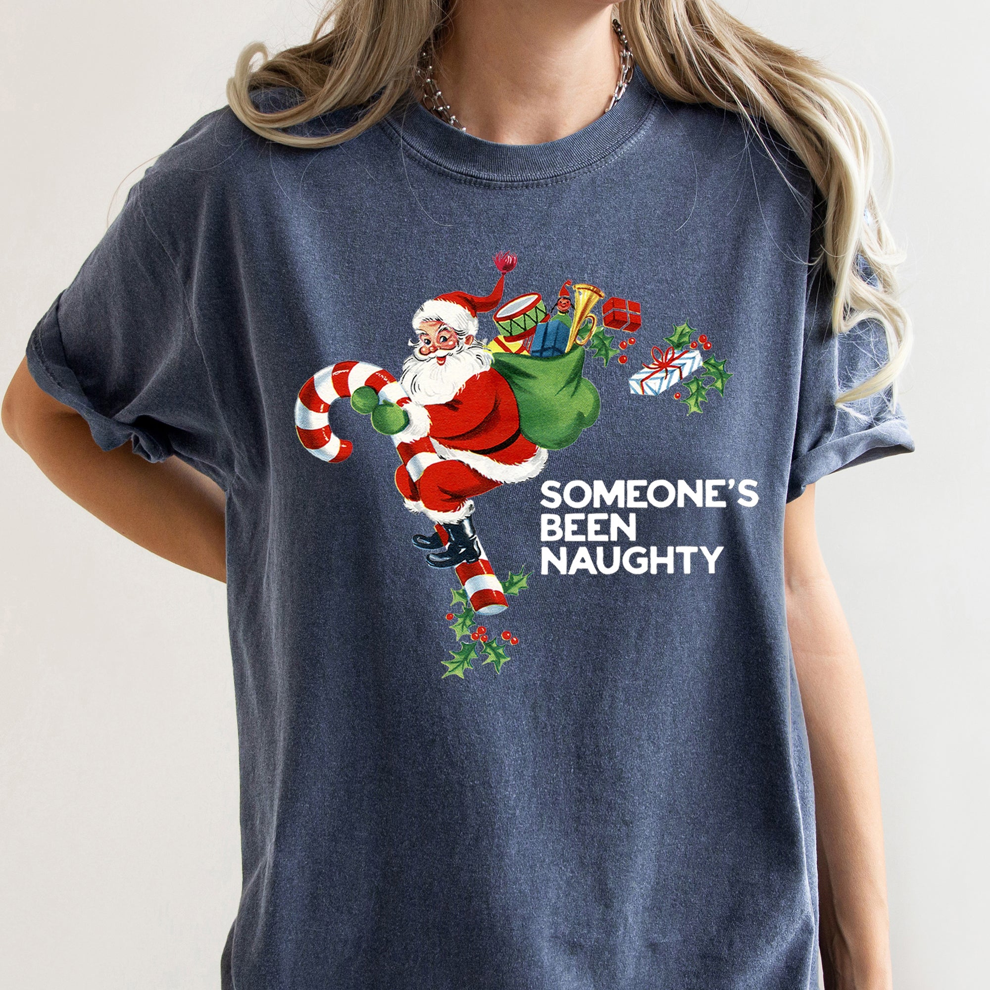 Someone's Been Naughty Santa Retro Christmas Vintage Holiday Edition Comfort Colors Tee