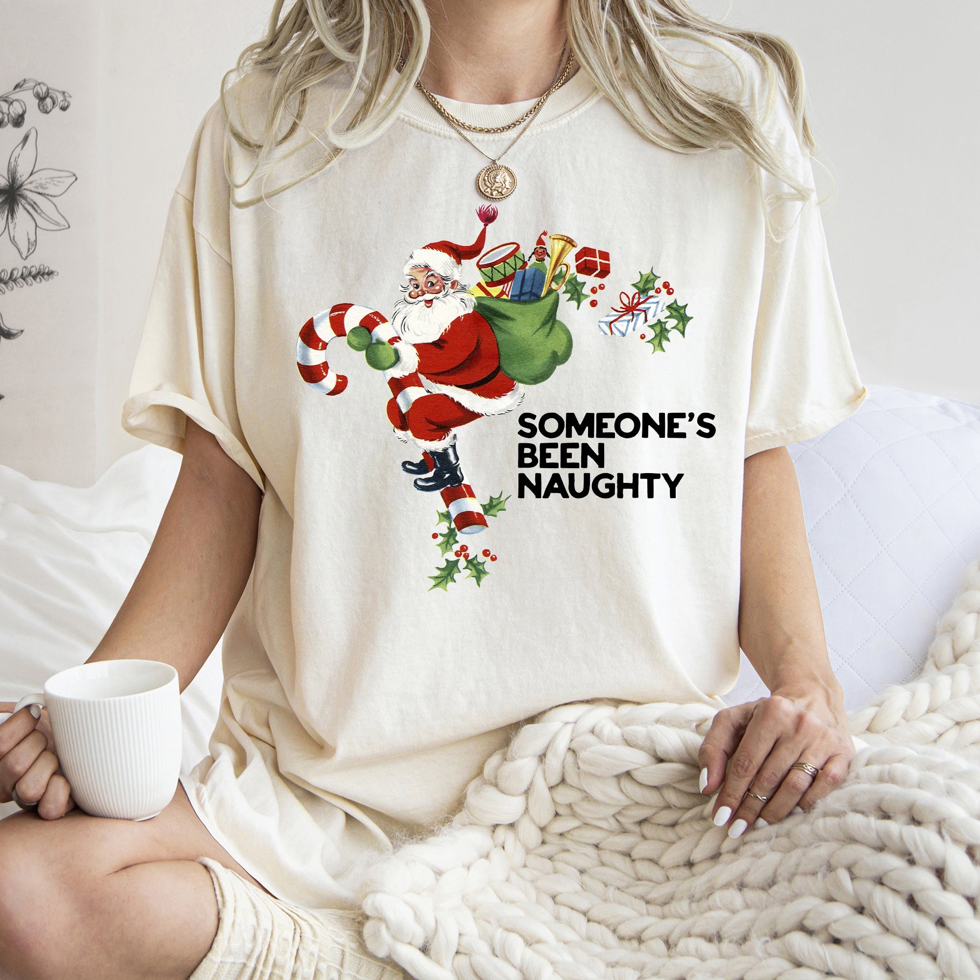 Someone's Been Naughty Santa Retro Christmas Vintage Holiday Edition Comfort Colors Tee