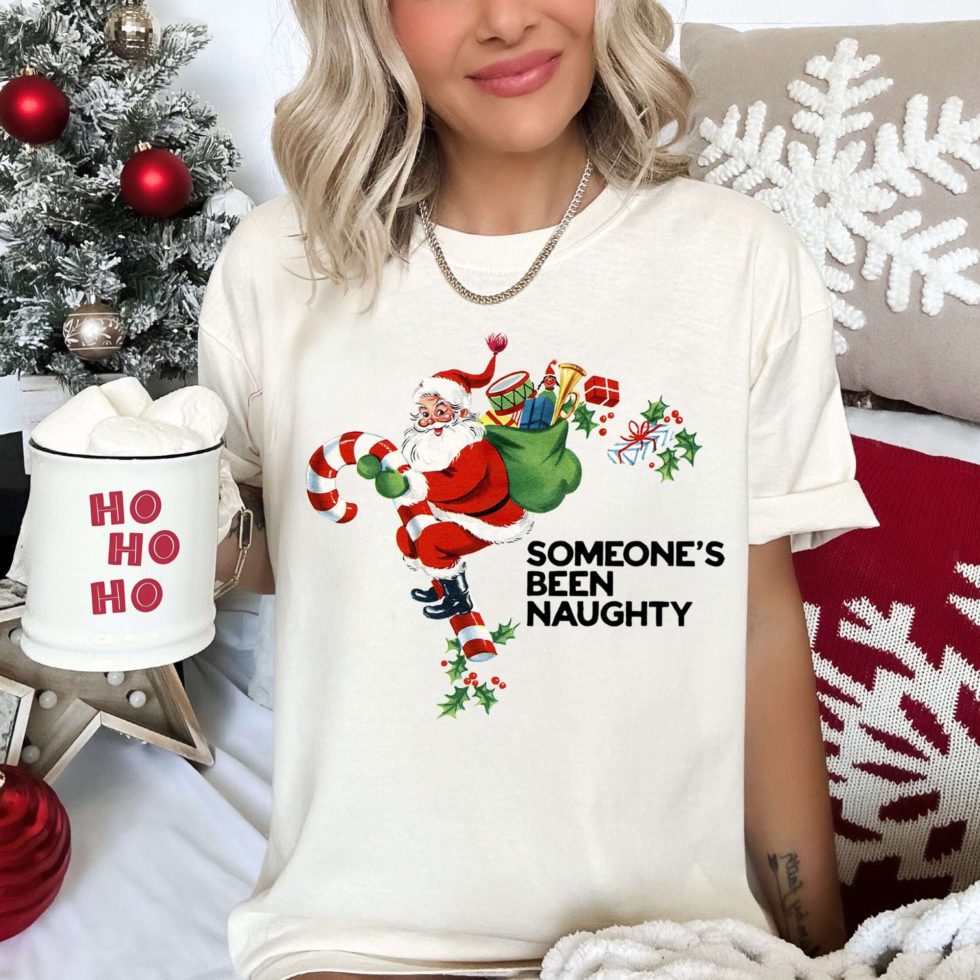 Someone's Been Naughty Santa Retro Christmas Vintage Holiday Edition Comfort Colors Tee