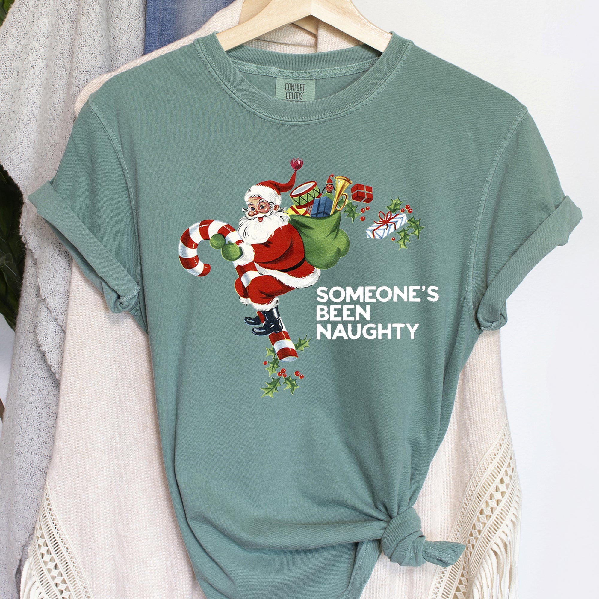 Someone's Been Naughty Santa Retro Christmas Vintage Holiday Edition Comfort Colors Tee