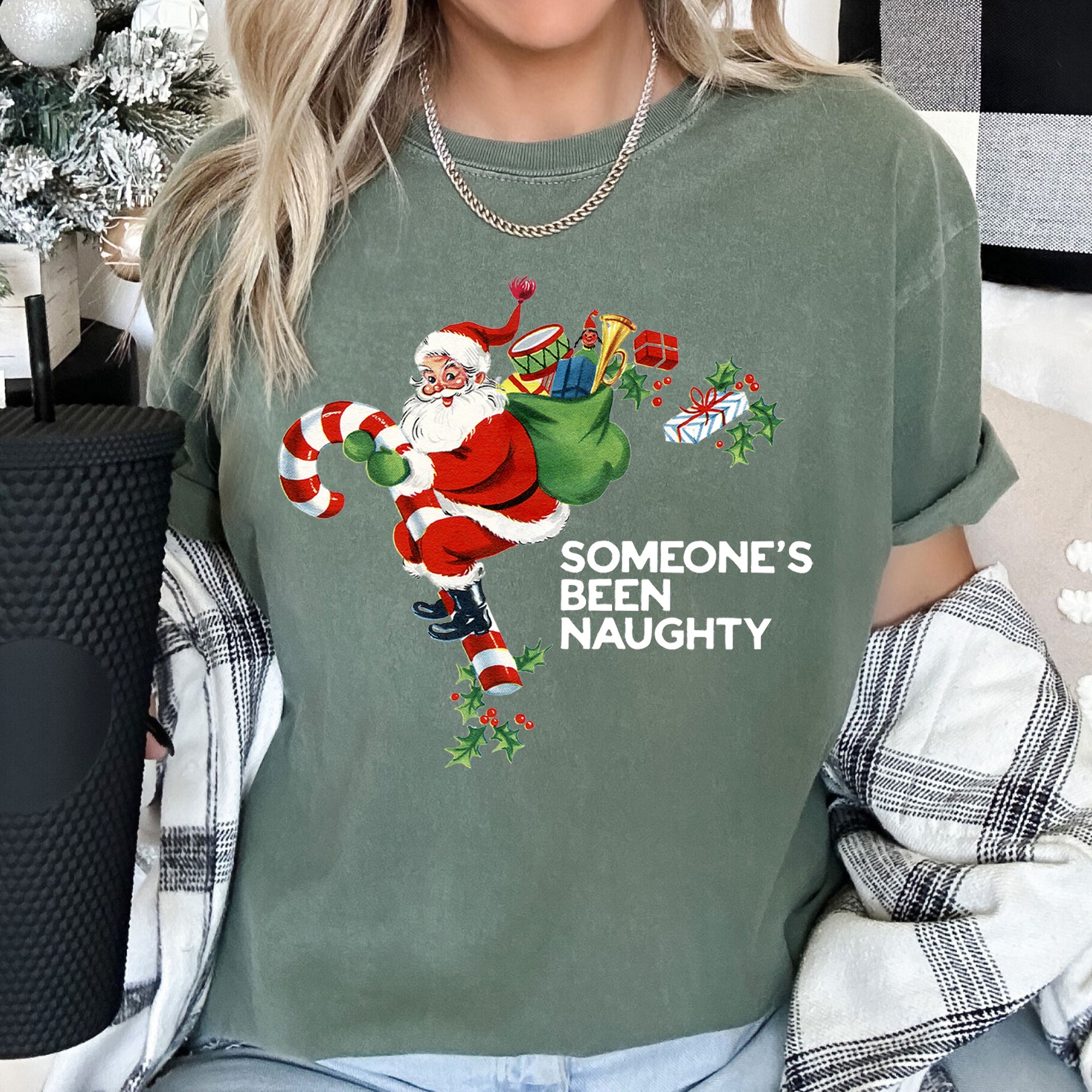 Someone's Been Naughty Santa Retro Christmas Vintage Holiday Edition Comfort Colors Tee