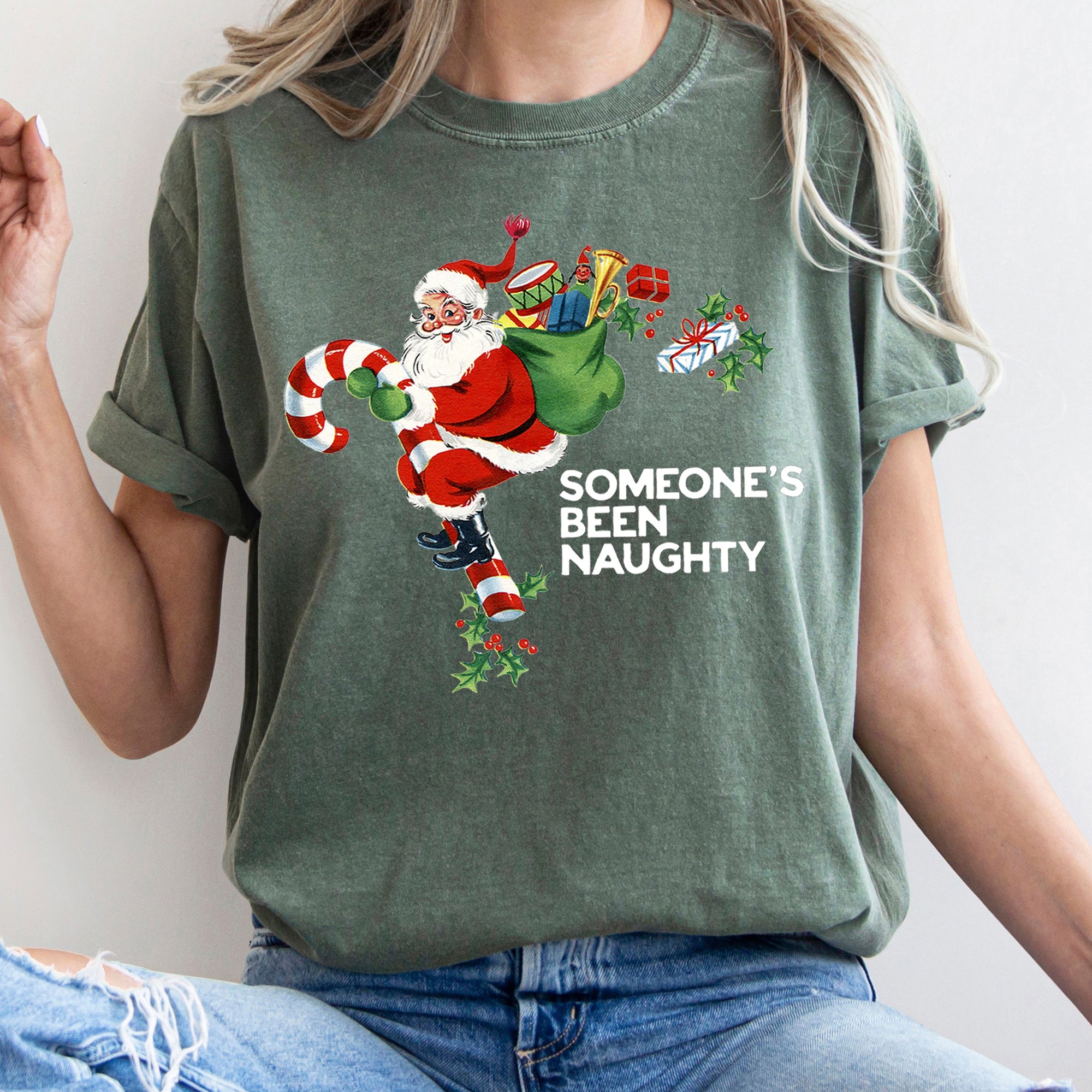 Someone's Been Naughty Santa Retro Christmas Vintage Holiday Edition Comfort Colors Tee