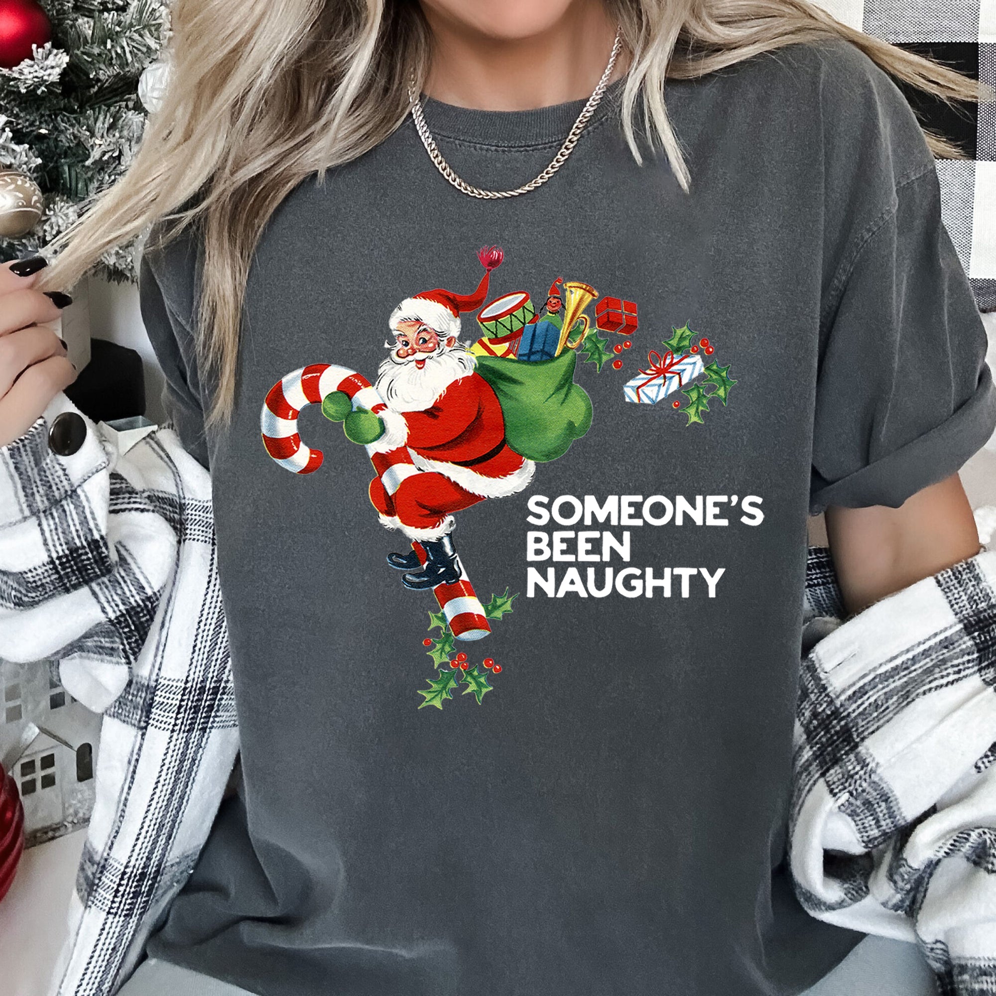 Someone's Been Naughty Santa Retro Christmas Vintage Holiday Edition Comfort Colors Tee