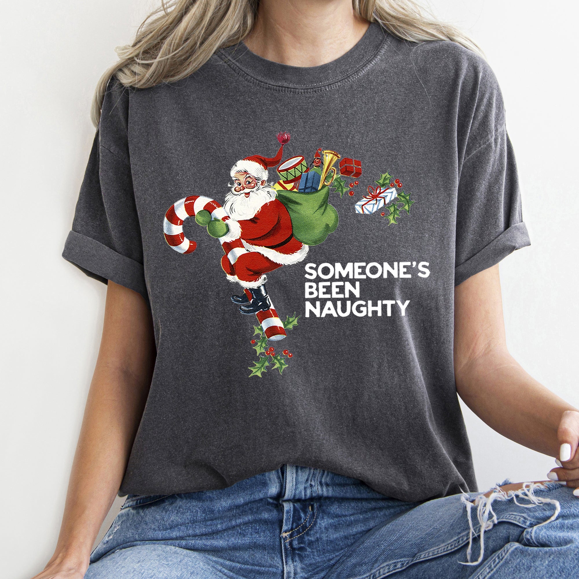 Someone's Been Naughty Santa Retro Christmas Vintage Holiday Edition Comfort Colors Tee