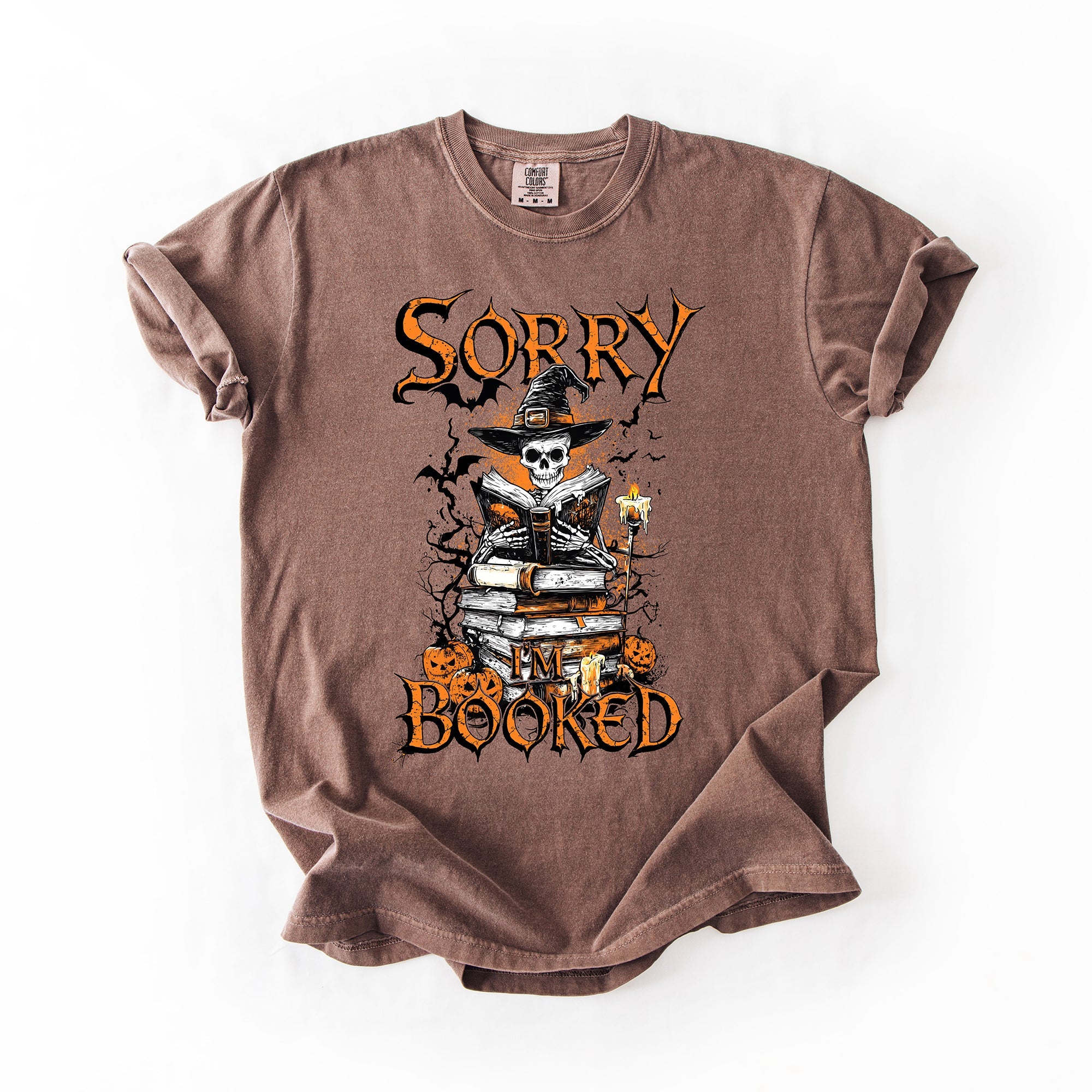 Sorry I'm Booked Skeleton Halloween Library Reading Edition Exclusive Comfort Colors Tee