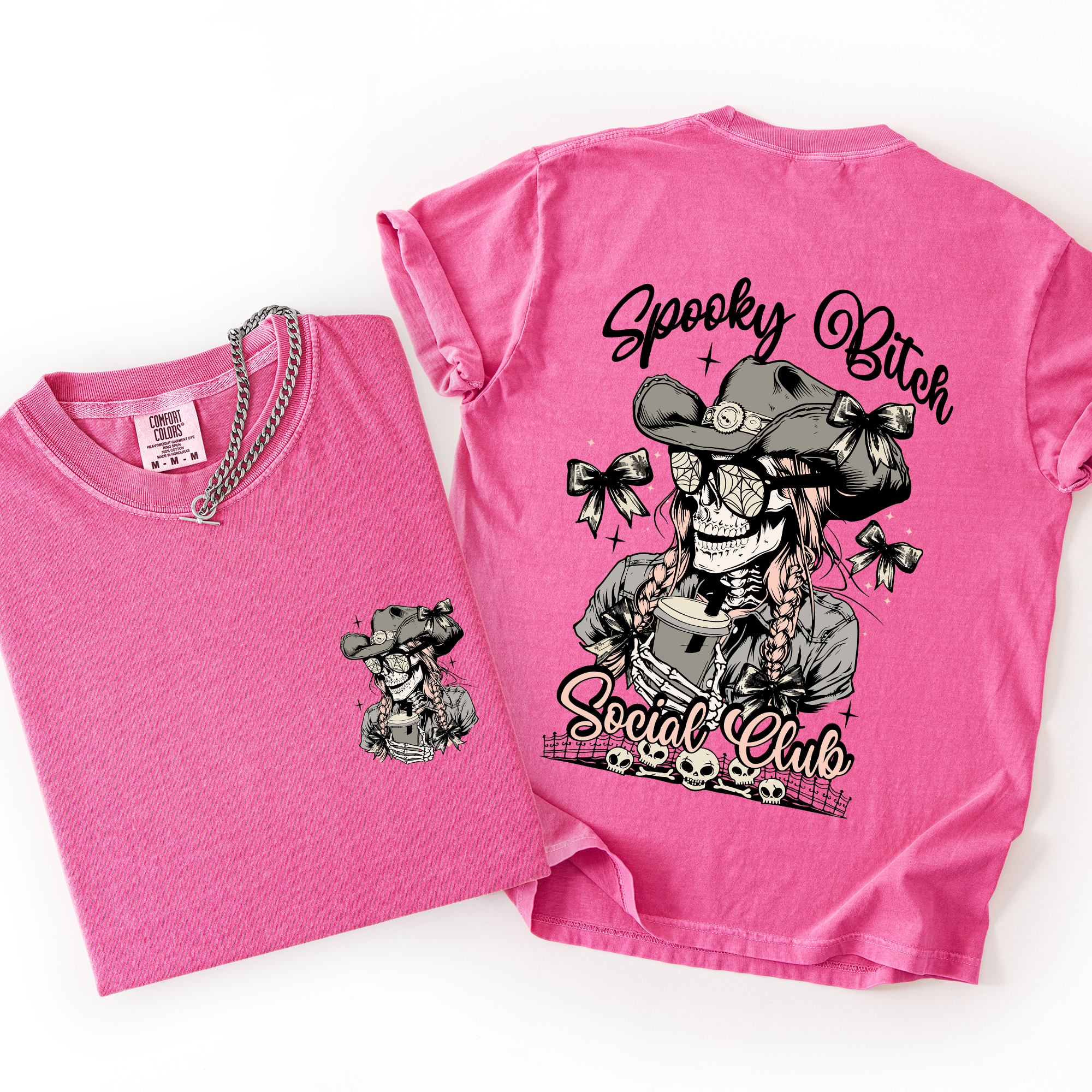 Spooky Bitch Social Club Skeleton Halloween Coquette Limited Edition Graphic Tee