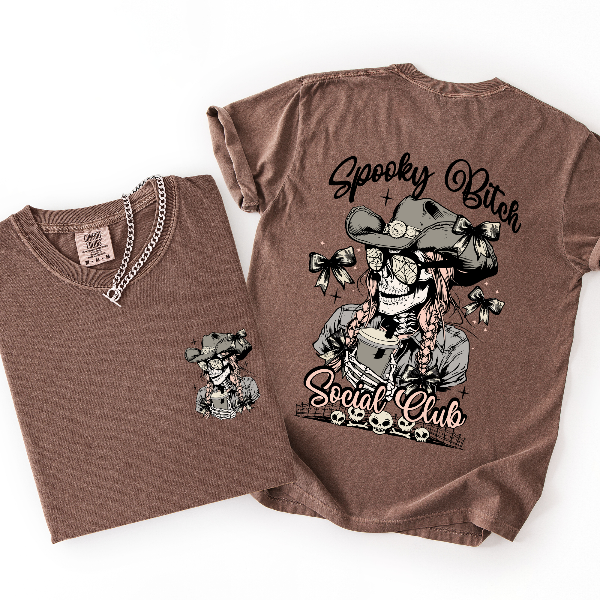 Spooky Bitch Social Club Skeleton Halloween Coquette Limited Edition Graphic Tee