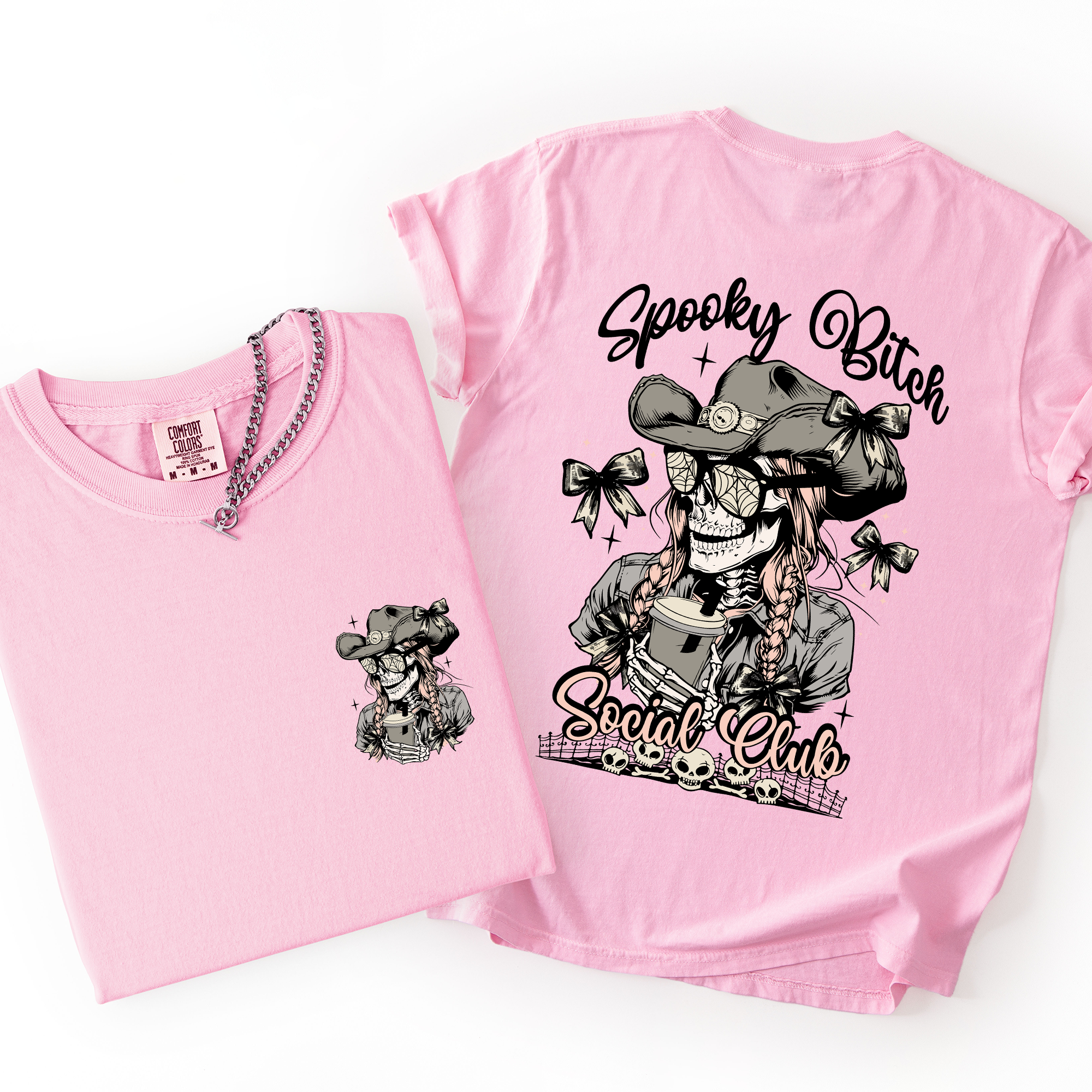 Spooky Bitch Social Club Skeleton Halloween Coquette Limited Edition Graphic Tee