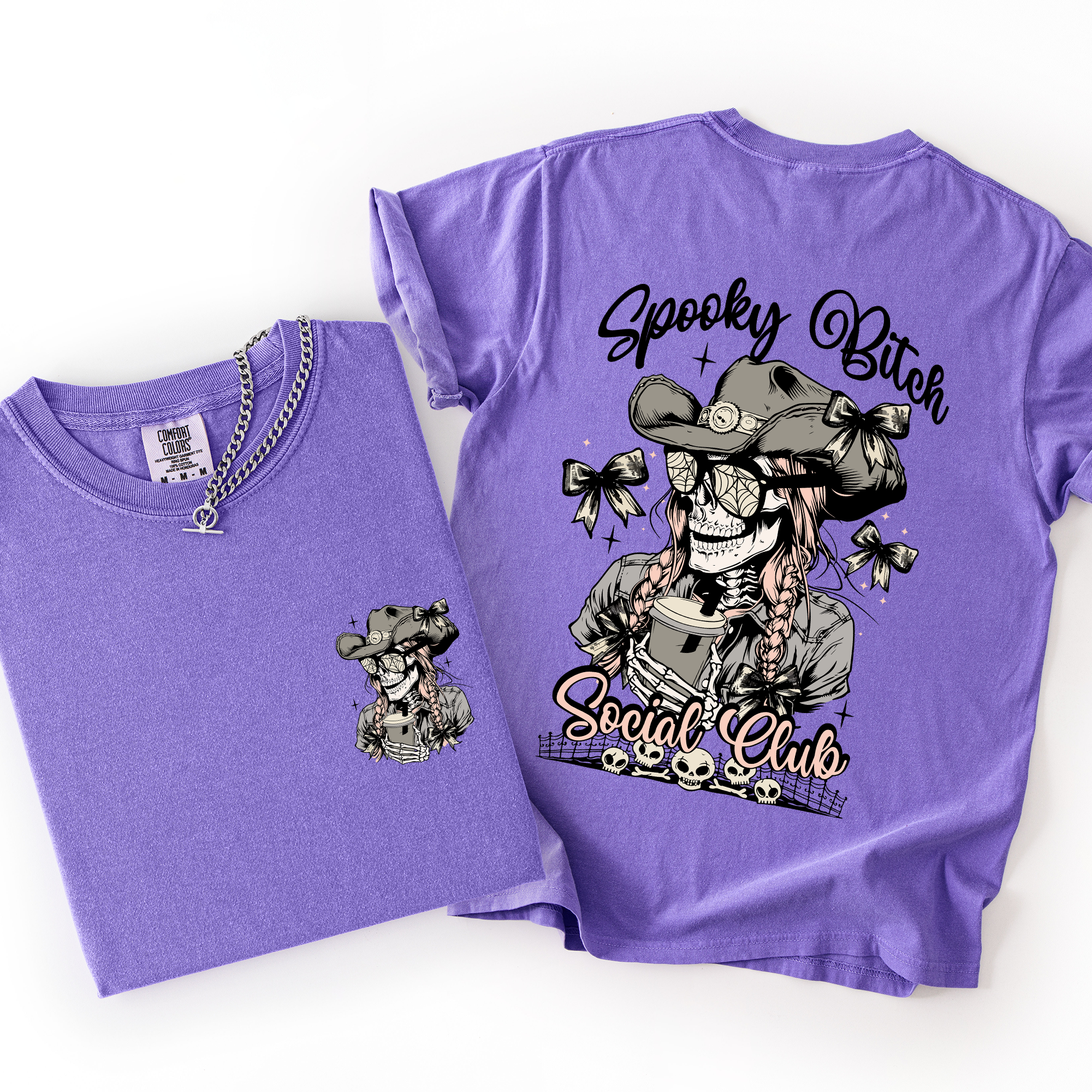 Spooky Bitch Social Club Skeleton Halloween Coquette Limited Edition Graphic Tee