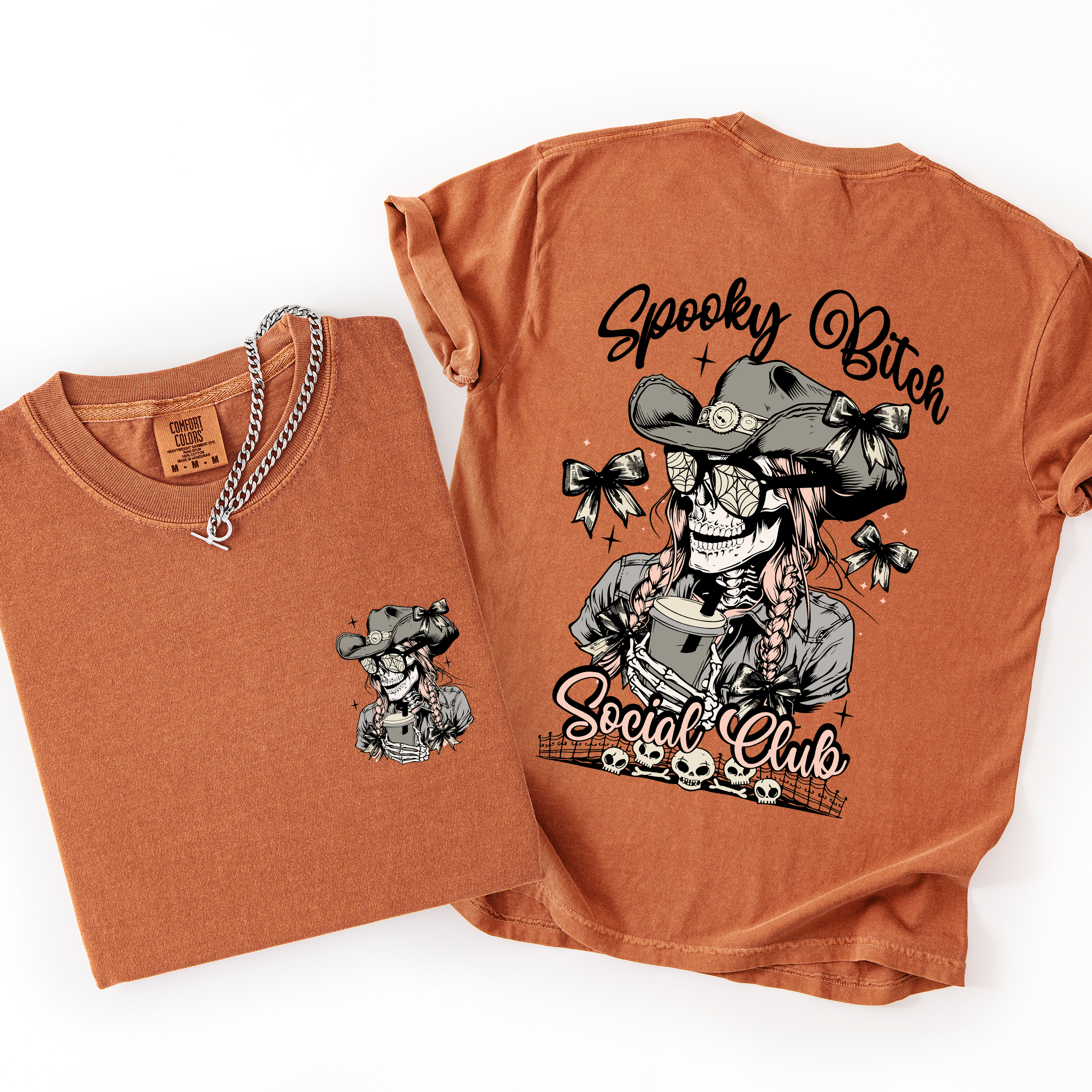 Spooky Bitch Social Club Skeleton Halloween Coquette Limited Edition Graphic Tee