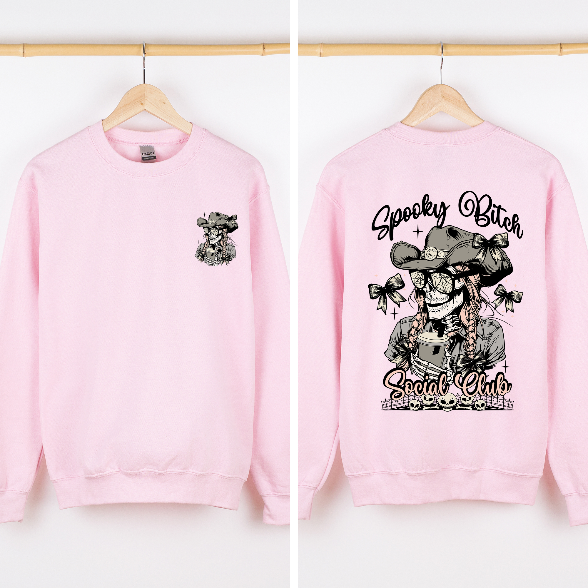 Spooky Bitch Social Club Skeleton Coquette Halloween Nightmare Graphic Sweatshirt