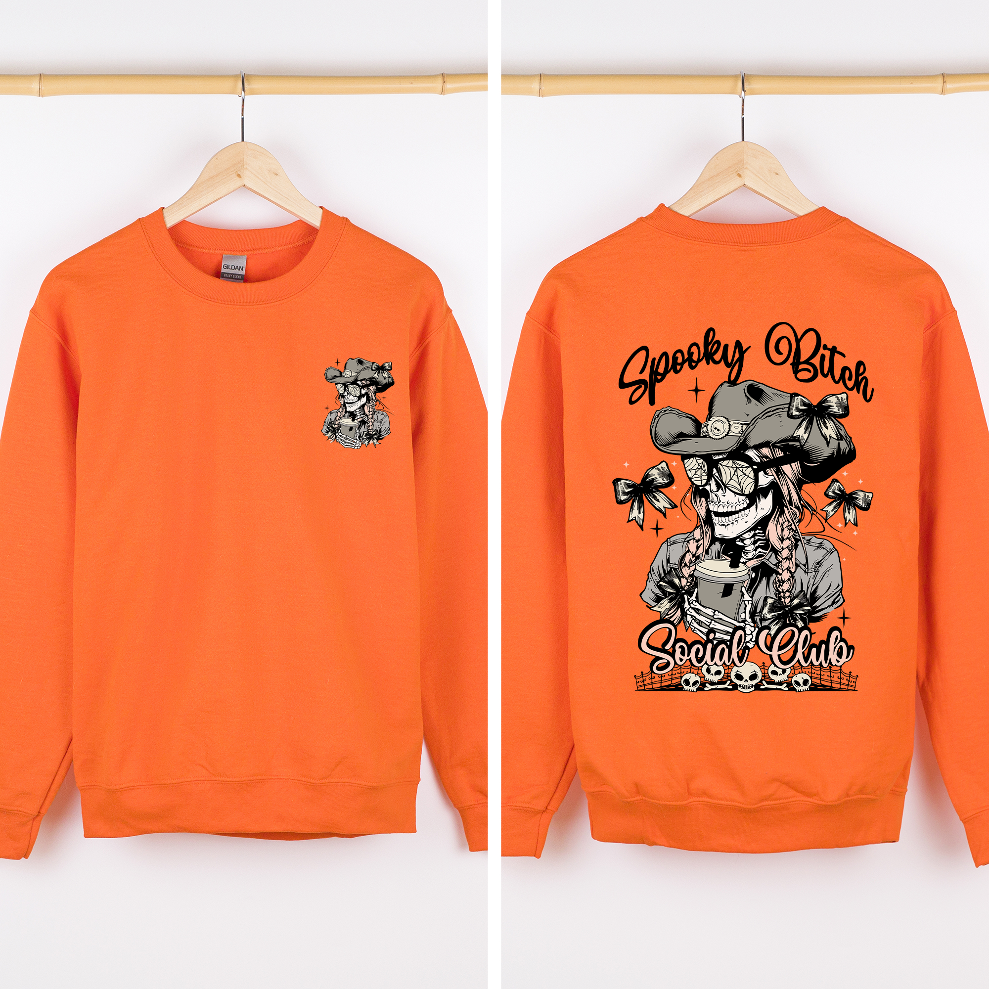 Spooky Bitch Social Club Skeleton Coquette Halloween Nightmare Graphic Sweatshirt
