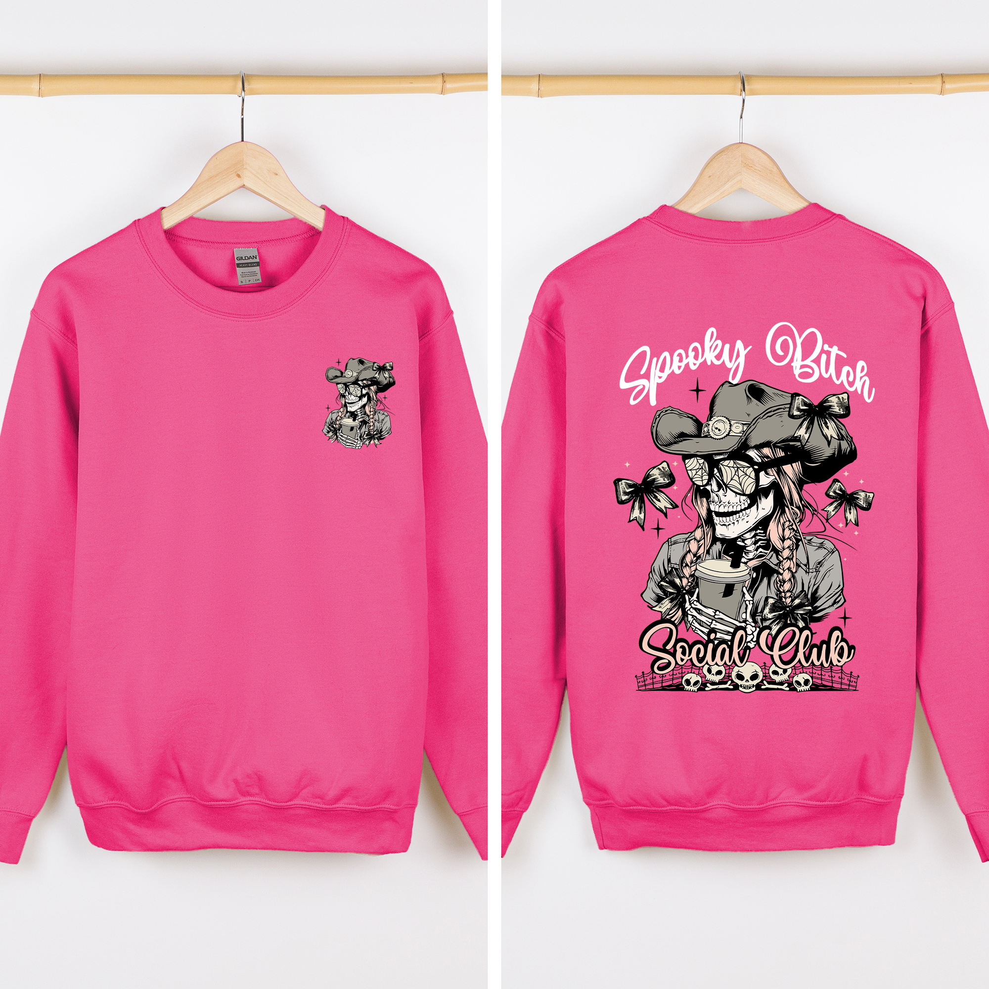 Spooky Bitch Social Club Skeleton Coquette Halloween Nightmare Graphic Sweatshirt