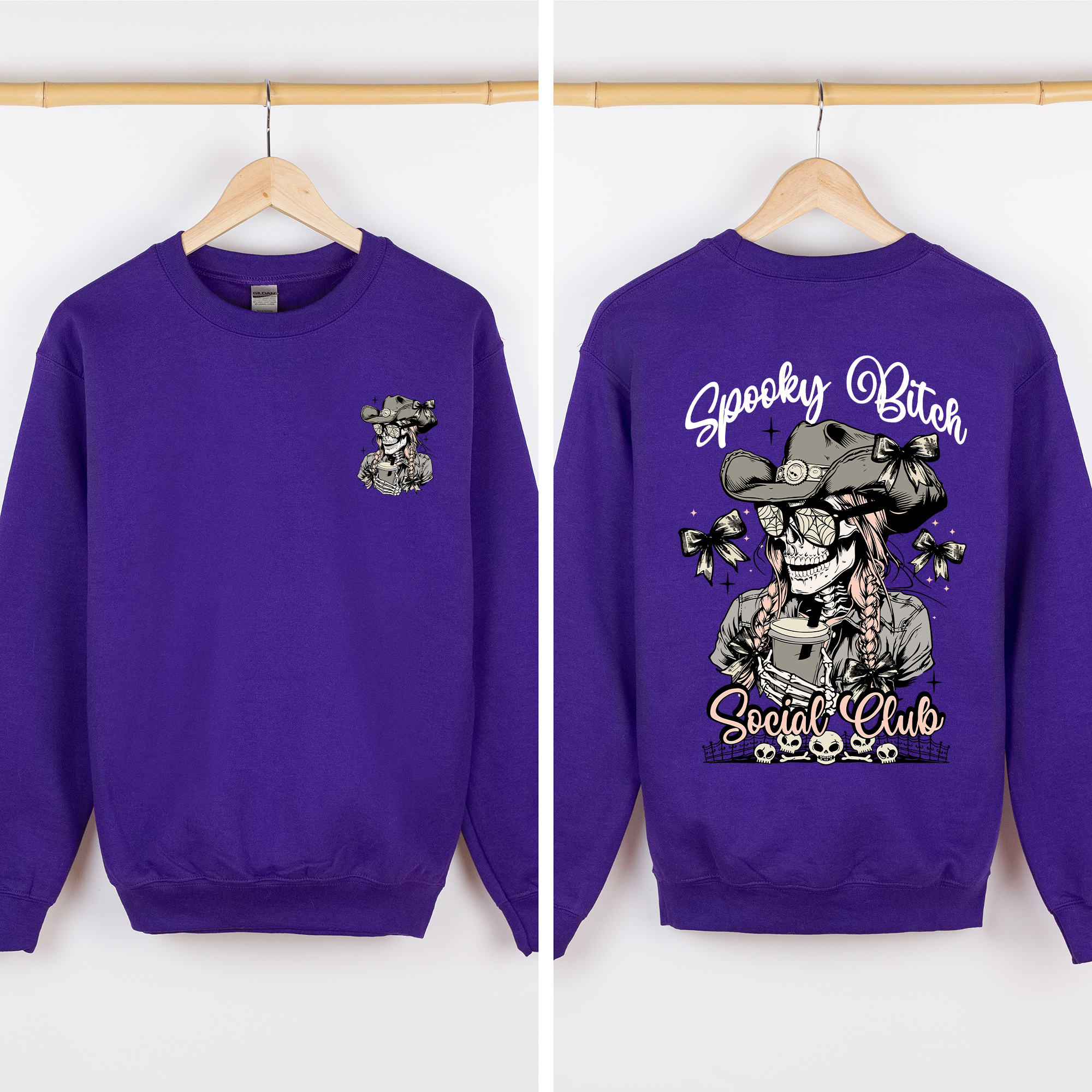 Spooky Bitch Social Club Skeleton Coquette Halloween Nightmare Graphic Sweatshirt
