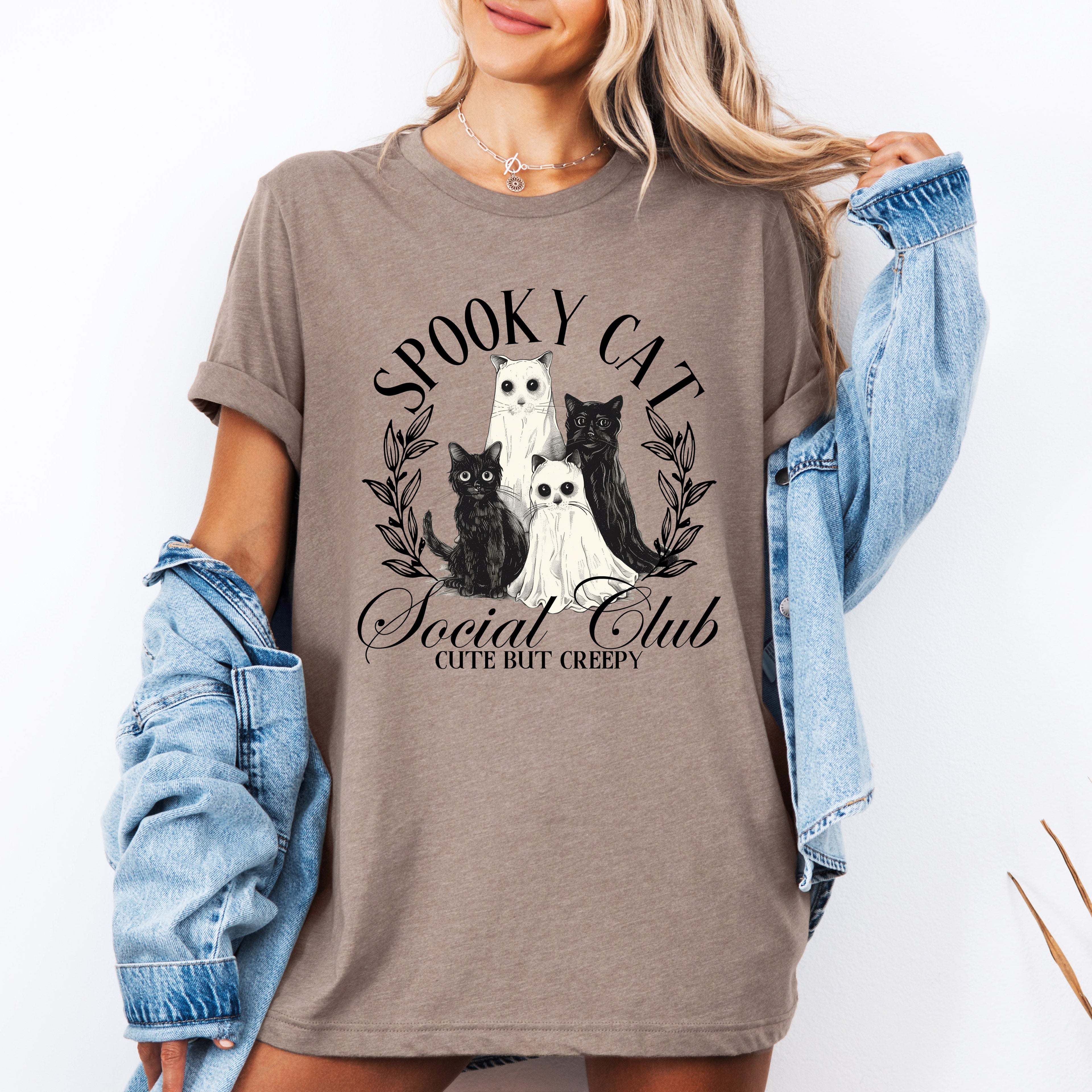 Spooky Cat Social Club Halloween Ghosts Witch Vintage Limited Edition Graphic Tee