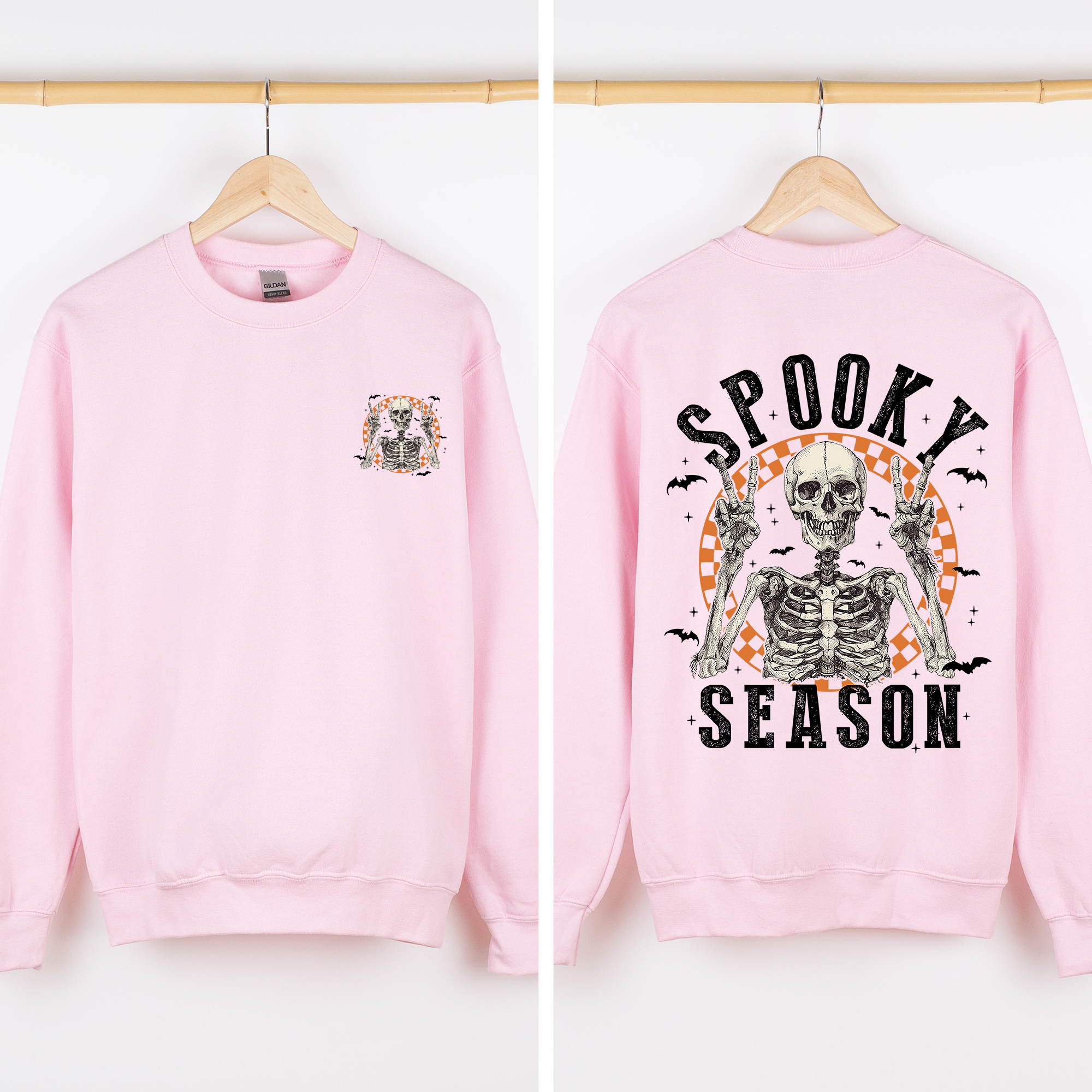 Spooky Season Front And Back Skeleton Halloween Graphic Design For Autumn Nights Sweatshirt