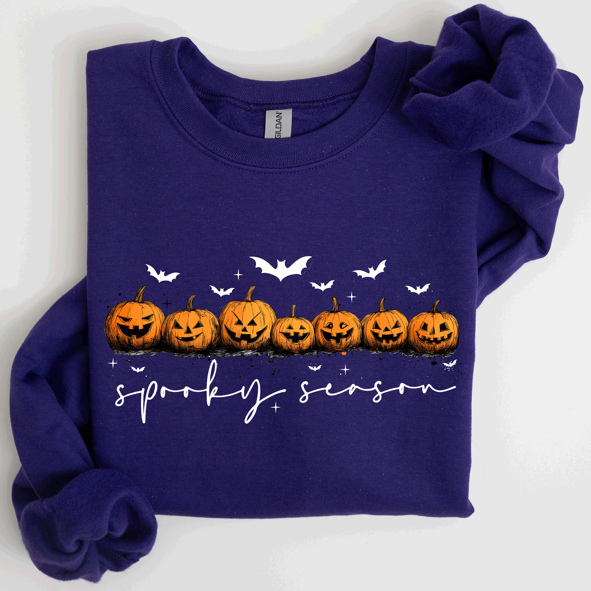 Spooky Season, Pumpkins, Halloween Cozy Autumn Night Sky Scene Art Print Sweatshirt