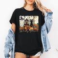 Spooky Season Stripes Halloween Cats Ghosts Pumpkins Autumn Whimsical Graphic Tee