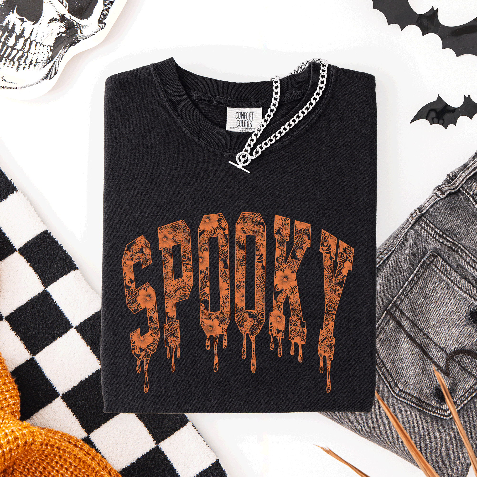 Spooky Faux Lace Halloween Coquette Vintage Rose Edition Exclusive Comfort Colors Tee