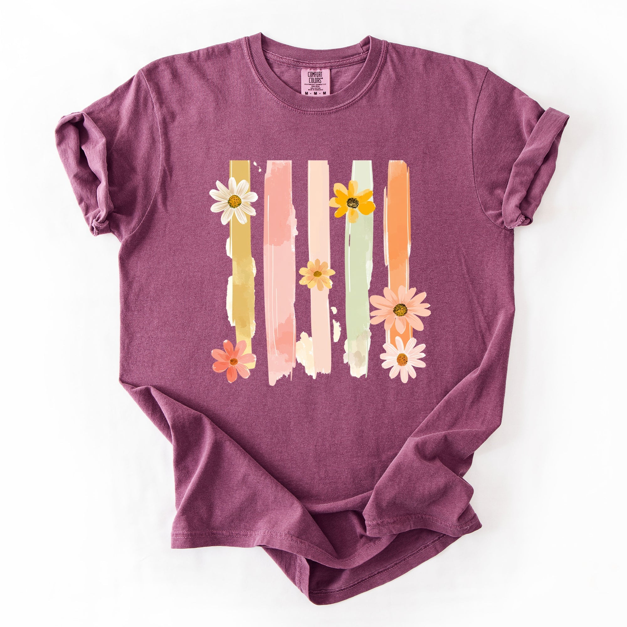 Spring Floral Brush Strokes Comfort Colors Tee