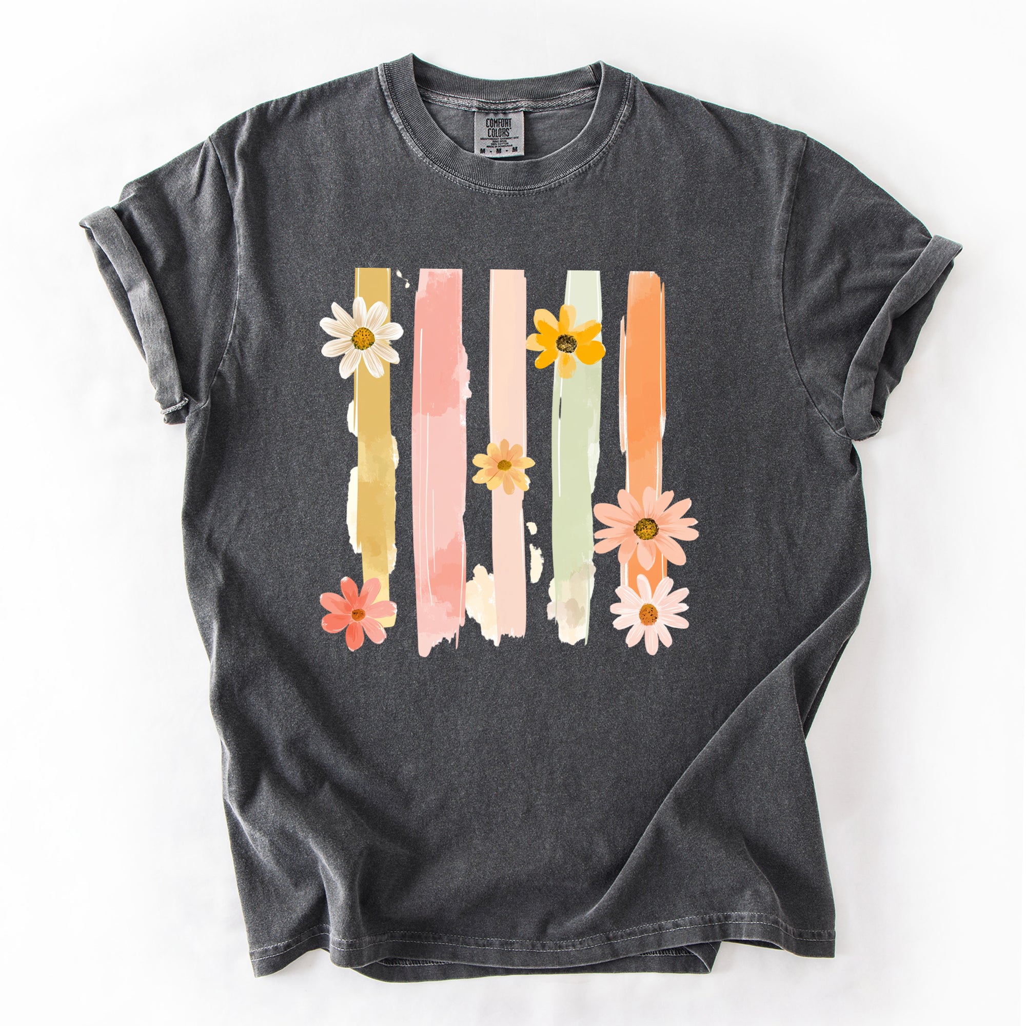 Spring Floral Brush Strokes Comfort Colors Tee