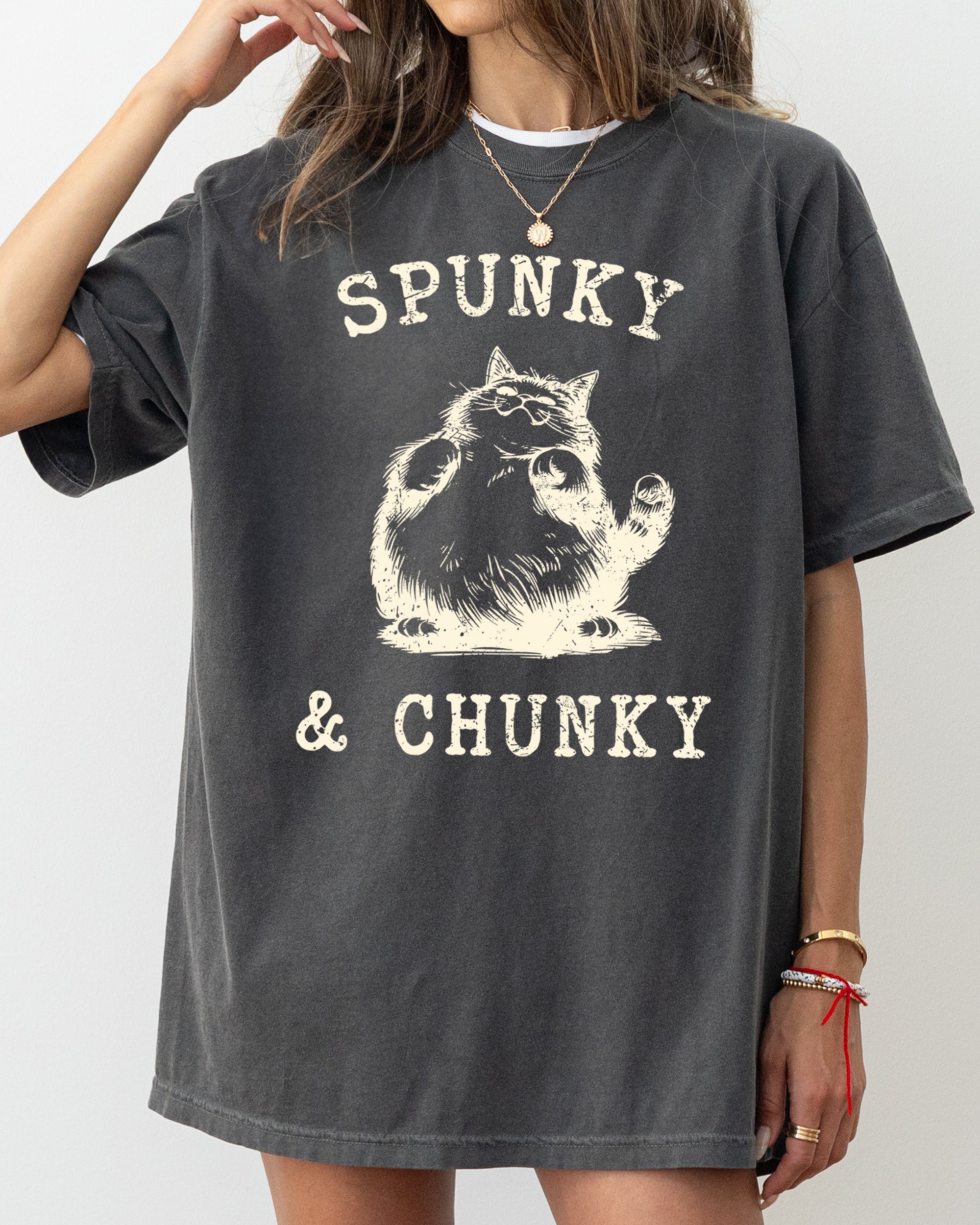 Spunky Chunky Cat Cartoon Mischief Vintage Illustration Graphic Comfort Colors Tee