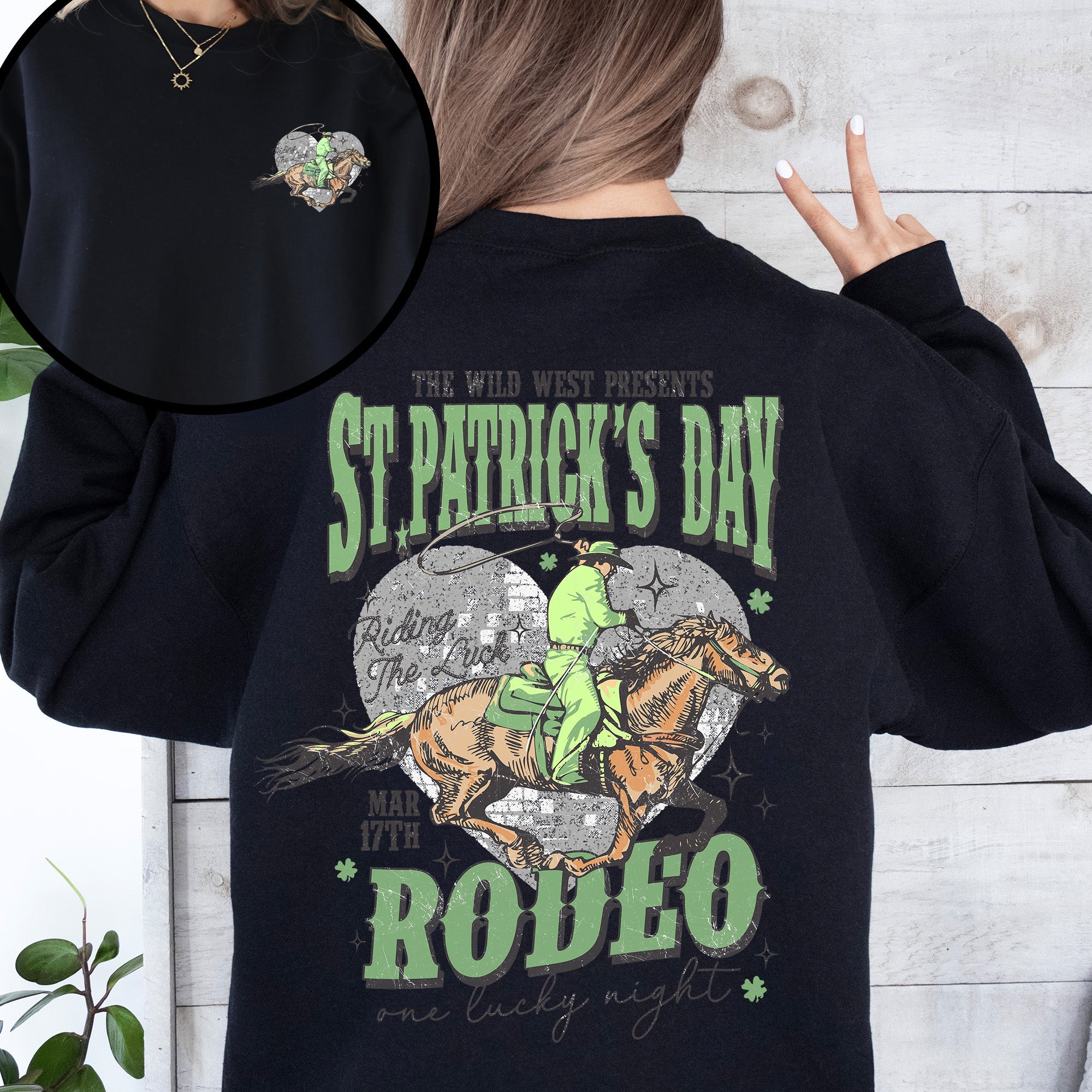 St Patrick's Day Rodeo Cowboy Leprechaun Shamrock Clover Lucky Festive Celebration Sweatshirt
