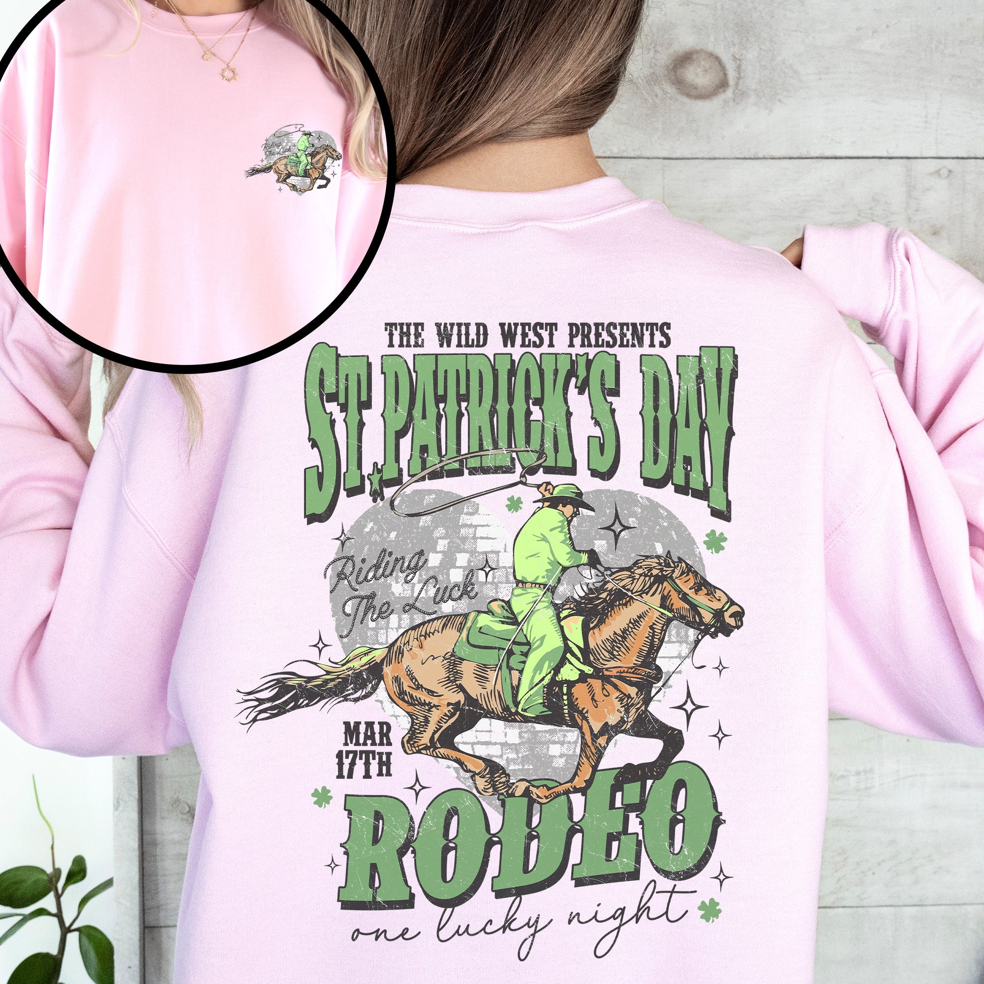 St Patrick's Day Rodeo Cowboy Leprechaun Shamrock Clover Lucky Festive Celebration Sweatshirt