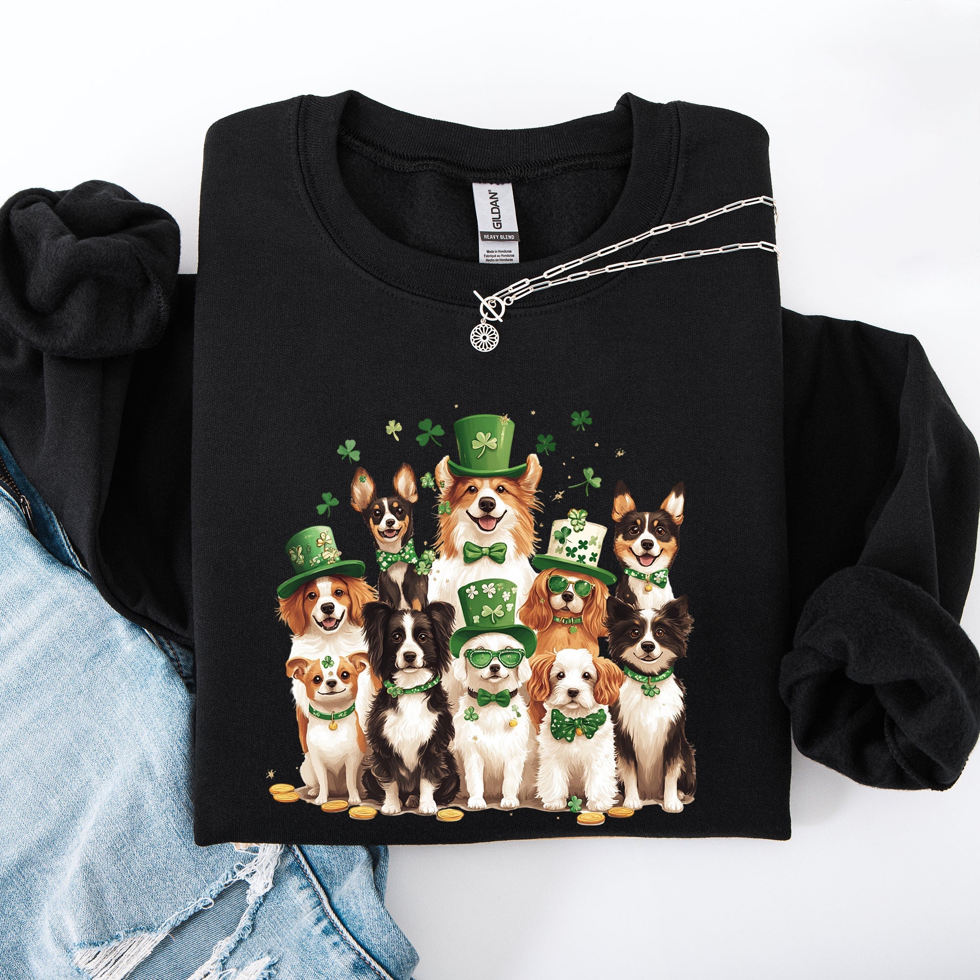 St Patrick's Dogs Adorable St Patrick's Day Shamrock Clover Lucky Leprechaun Sweatshirt