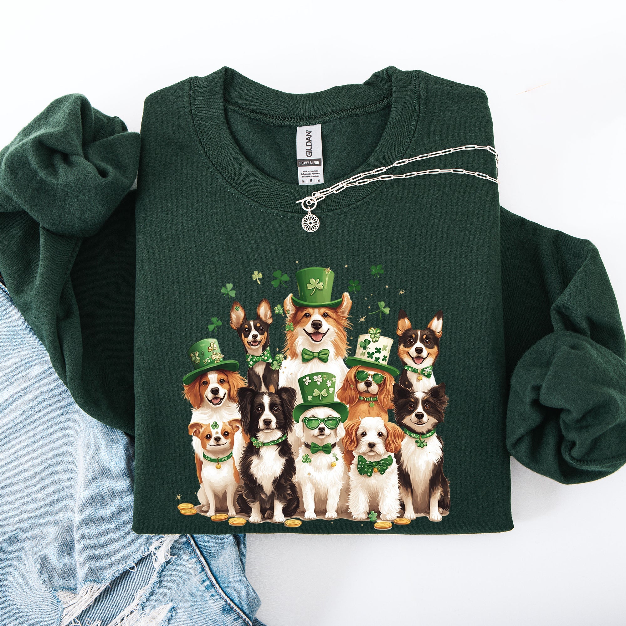 St Patrick's Dogs Adorable St Patrick's Day Shamrock Clover Lucky Leprechaun Sweatshirt