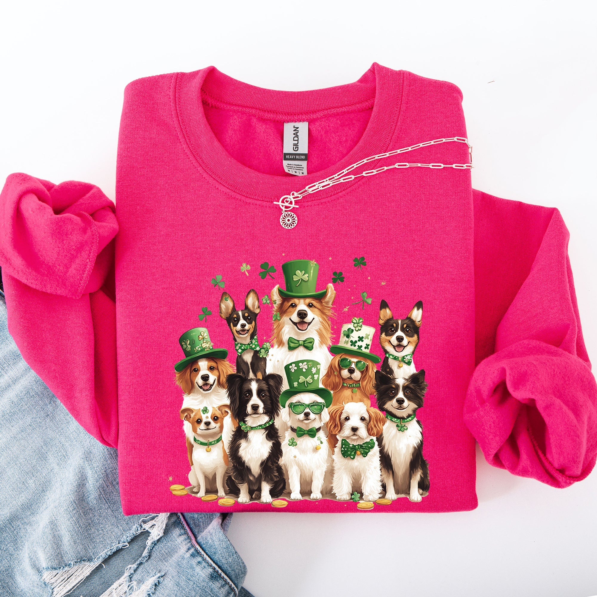 St Patrick's Dogs Adorable St Patrick's Day Shamrock Clover Lucky Leprechaun Sweatshirt