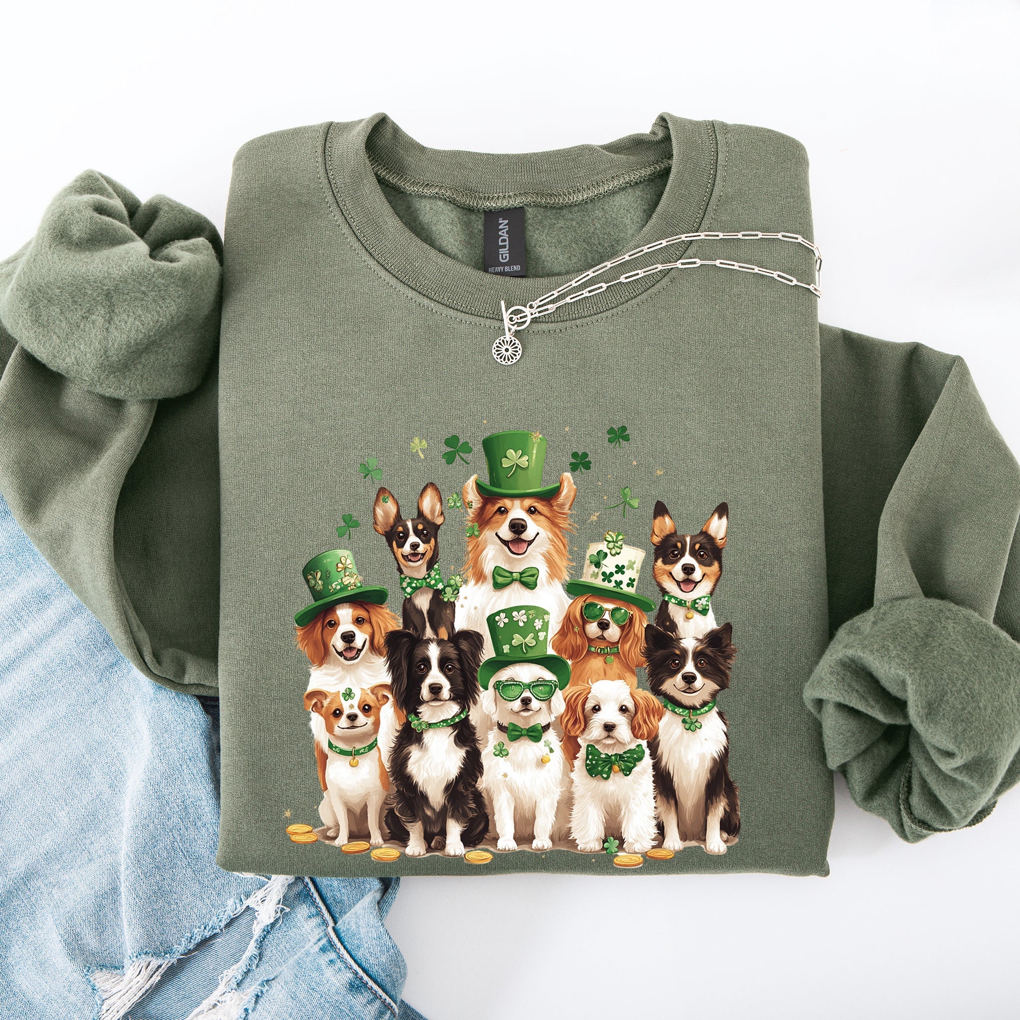 St Patrick's Dogs Adorable St Patrick's Day Shamrock Clover Lucky Leprechaun Sweatshirt
